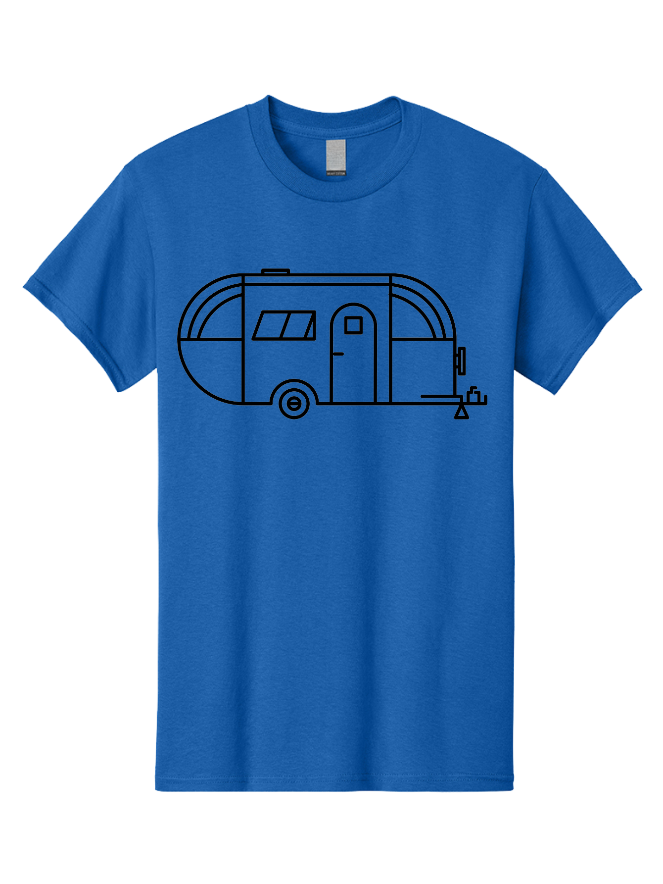 Teardrop-Trailer Men'S Graphic Tee, 100% Cotton, Comfortable Casual Summer Wear, Machine Washable, Teardrop Camper, Travel Trailer, Minimalist Design, Simple Lines, Outdoor Adventure, Camping, Retro Style, Travel, Vacation -  Aaa209