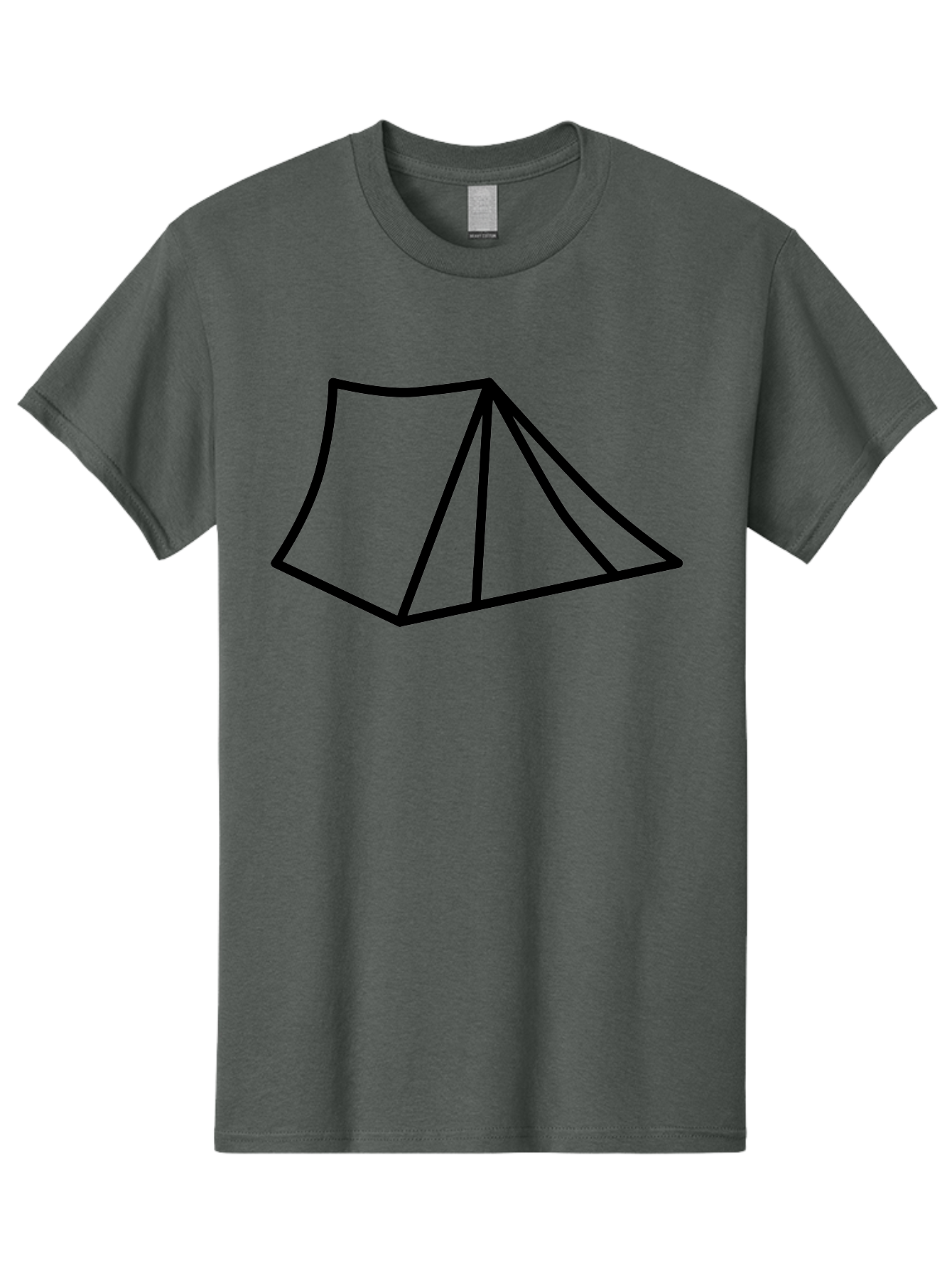 Tent-1 Men'S Graphic Tee, 100% Cotton, Comfortable Casual Summer Wear, Machine Washable, Camping Icon, Simple Tent, Minimalist Design, Black Outline, Outdoor Adventure, Tent Illustration, Camping Symbol, Wilderness Getaway -  Aaa211