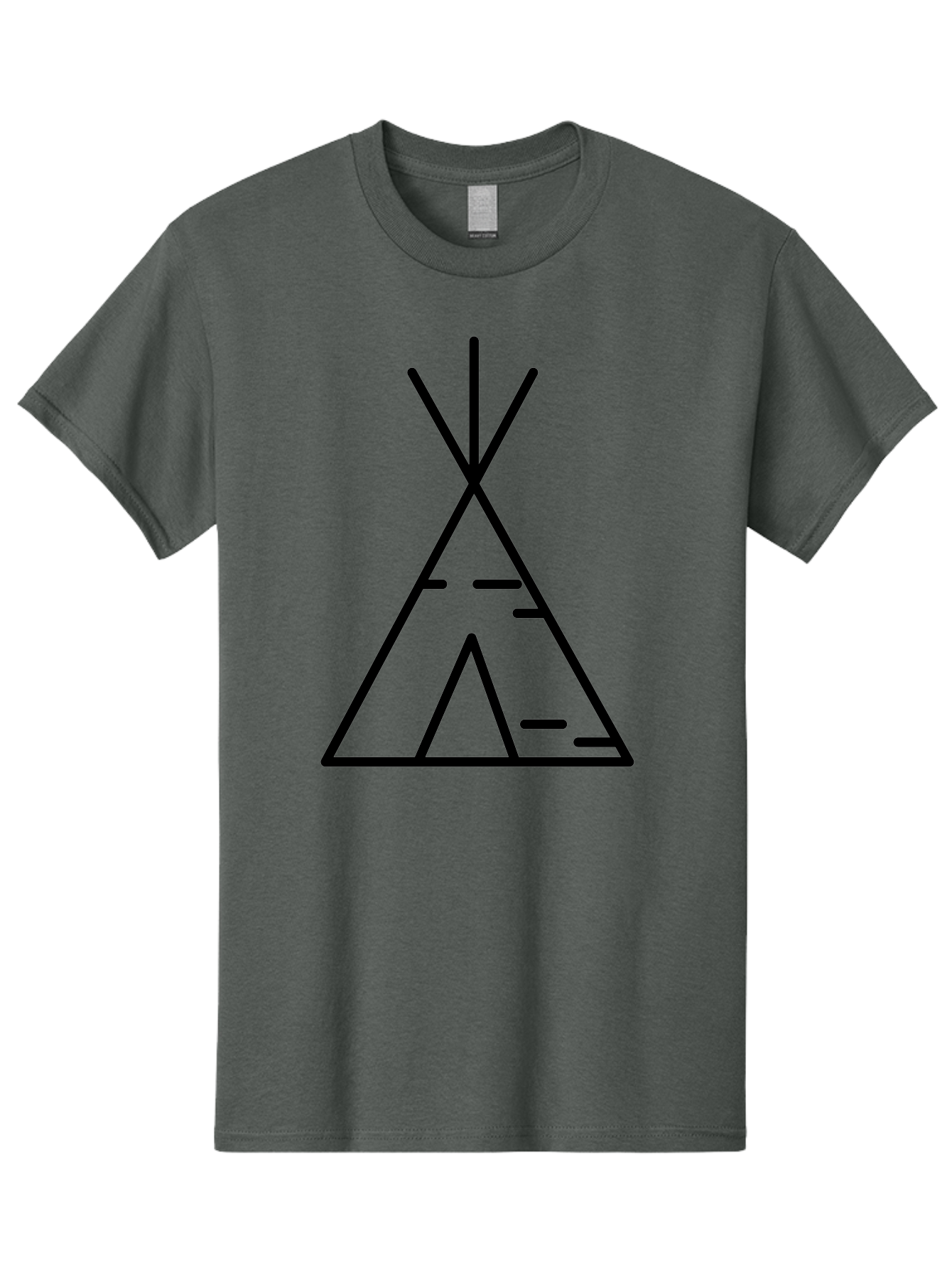 Tent-2 Men'S Graphic Tee, 100% Cotton, Comfortable Casual Summer Wear, Machine Washable, Teepee Icon, Camping Symbol, Minimalist Design, Tribal Inspiration, Simple Lines, Geometric Shape, Outdoor Adventure, Black Outline -  Aaa212