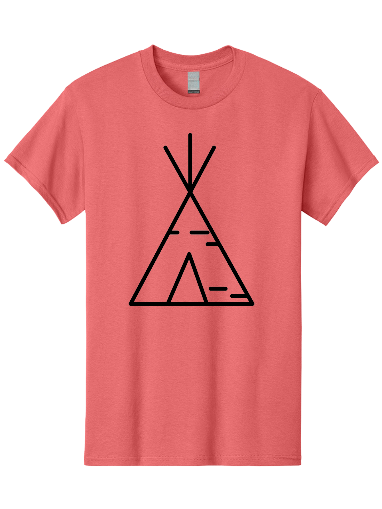 Tent-2 Men'S Graphic Tee, 100% Cotton, Comfortable Casual Summer Wear, Machine Washable, Teepee Icon, Camping Symbol, Minimalist Design, Tribal Inspiration, Simple Lines, Geometric Shape, Outdoor Adventure, Black Outline -  Aaa212