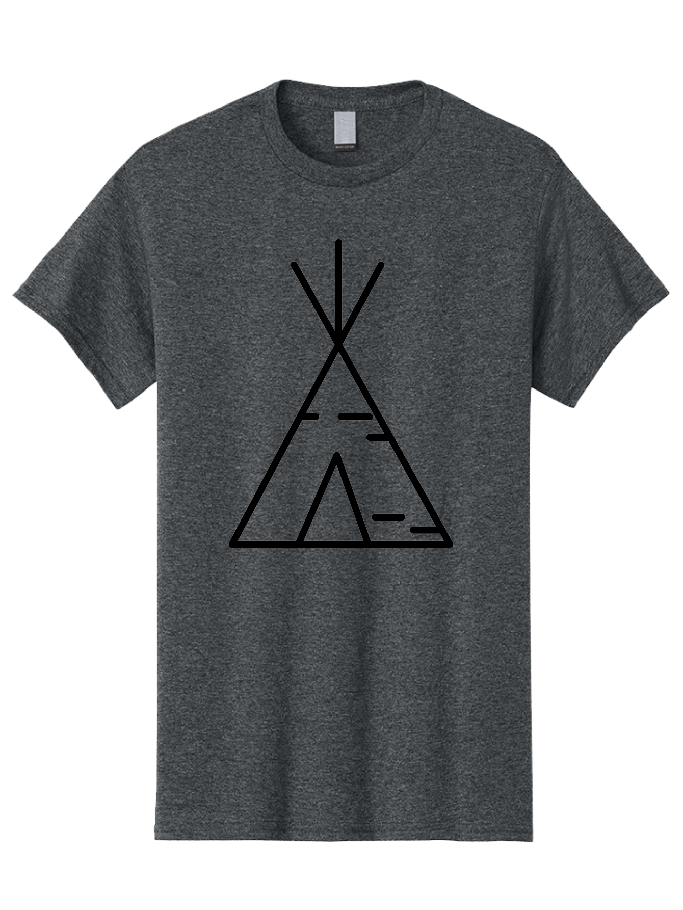 Tent-2 Men'S Graphic Tee, 100% Cotton, Comfortable Casual Summer Wear, Machine Washable, Teepee Icon, Camping Symbol, Minimalist Design, Tribal Inspiration, Simple Lines, Geometric Shape, Outdoor Adventure, Black Outline -  Aaa212
