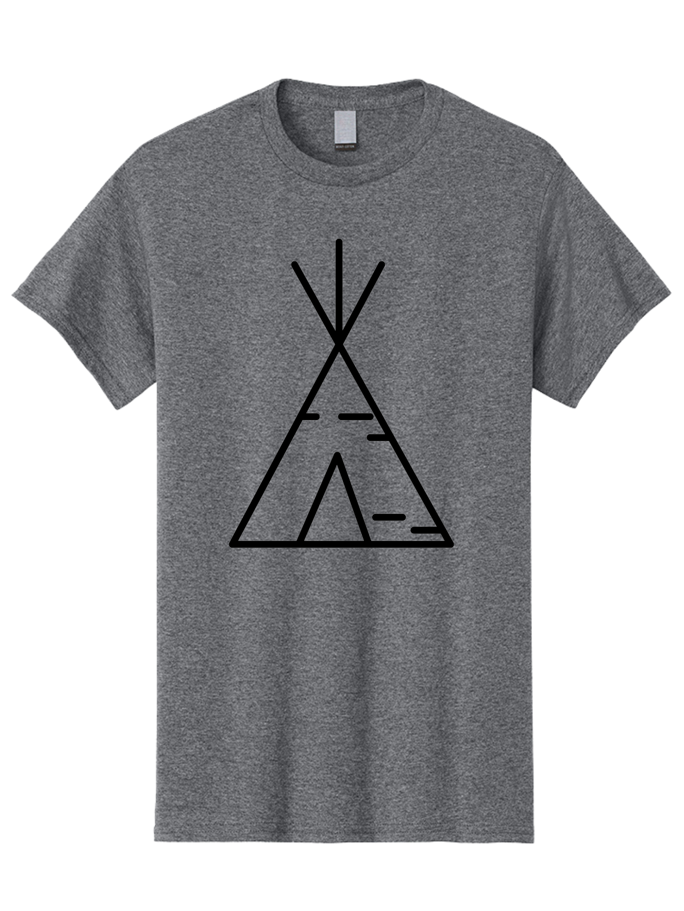 Tent-2 Men'S Graphic Tee, 100% Cotton, Comfortable Casual Summer Wear, Machine Washable, Teepee Icon, Camping Symbol, Minimalist Design, Tribal Inspiration, Simple Lines, Geometric Shape, Outdoor Adventure, Black Outline -  Aaa212
