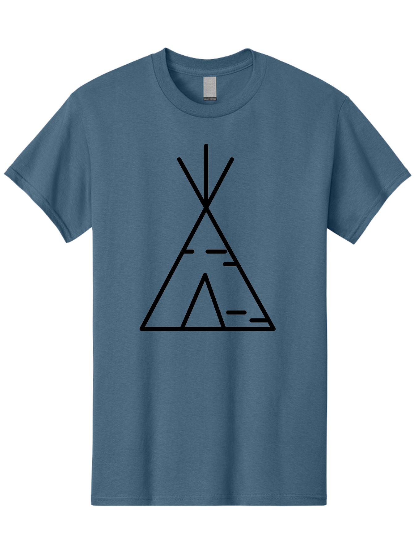Tent-2 Men'S Graphic Tee, 100% Cotton, Comfortable Casual Summer Wear, Machine Washable, Teepee Icon, Camping Symbol, Minimalist Design, Tribal Inspiration, Simple Lines, Geometric Shape, Outdoor Adventure, Black Outline -  Aaa212