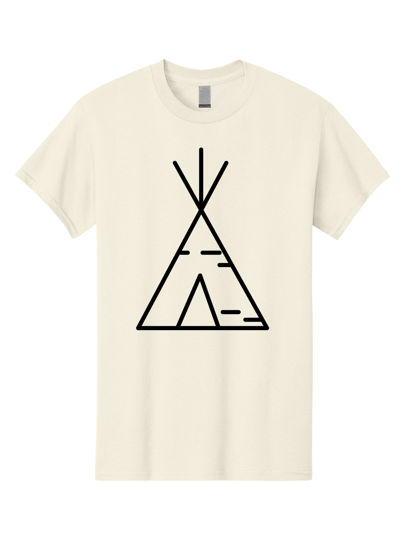 Tent-2 Men'S Graphic Tee, 100% Cotton, Comfortable Casual Summer Wear, Machine Washable, Teepee Icon, Camping Symbol, Minimalist Design, Tribal Inspiration, Simple Lines, Geometric Shape, Outdoor Adventure, Black Outline -  Aaa212
