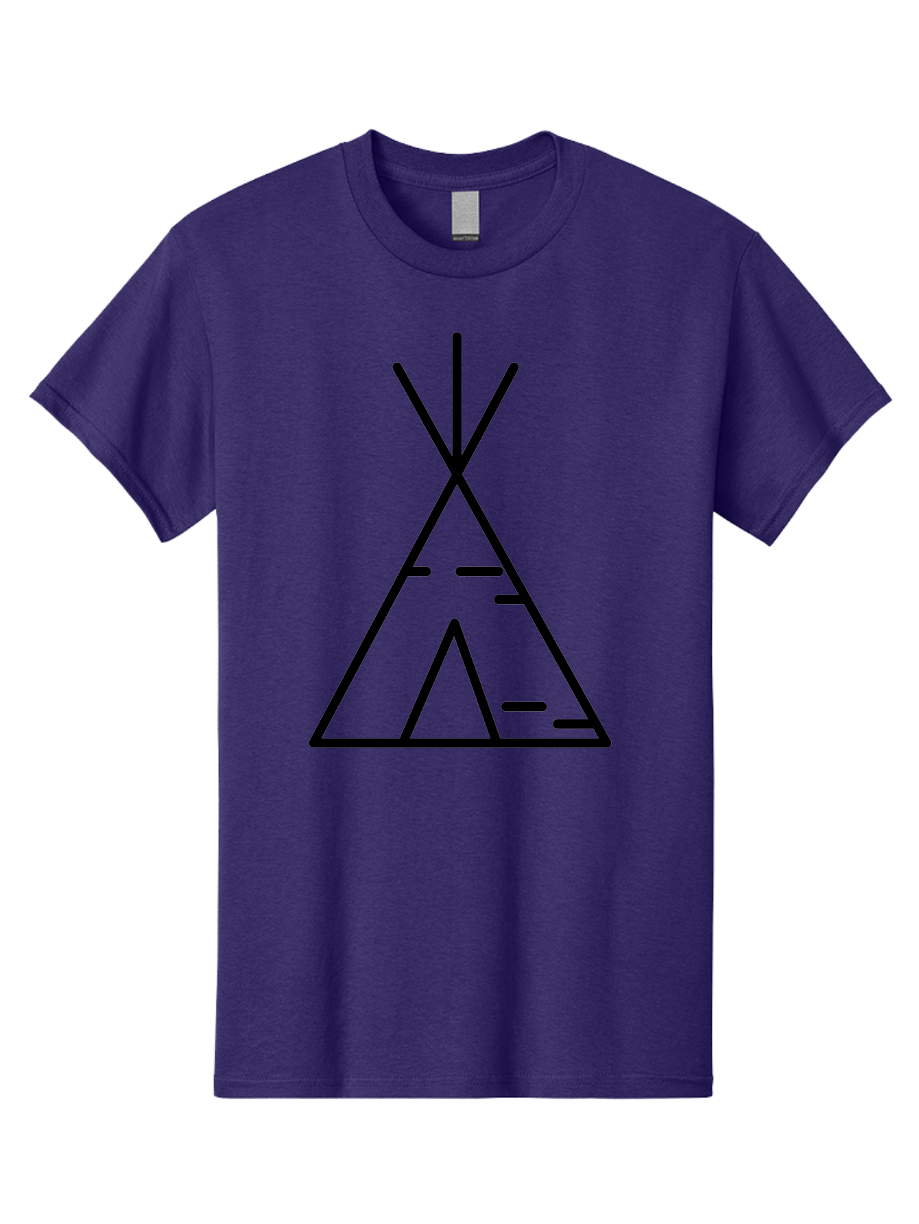 Tent-2 Men'S Graphic Tee, 100% Cotton, Comfortable Casual Summer Wear, Machine Washable, Teepee Icon, Camping Symbol, Minimalist Design, Tribal Inspiration, Simple Lines, Geometric Shape, Outdoor Adventure, Black Outline -  Aaa212