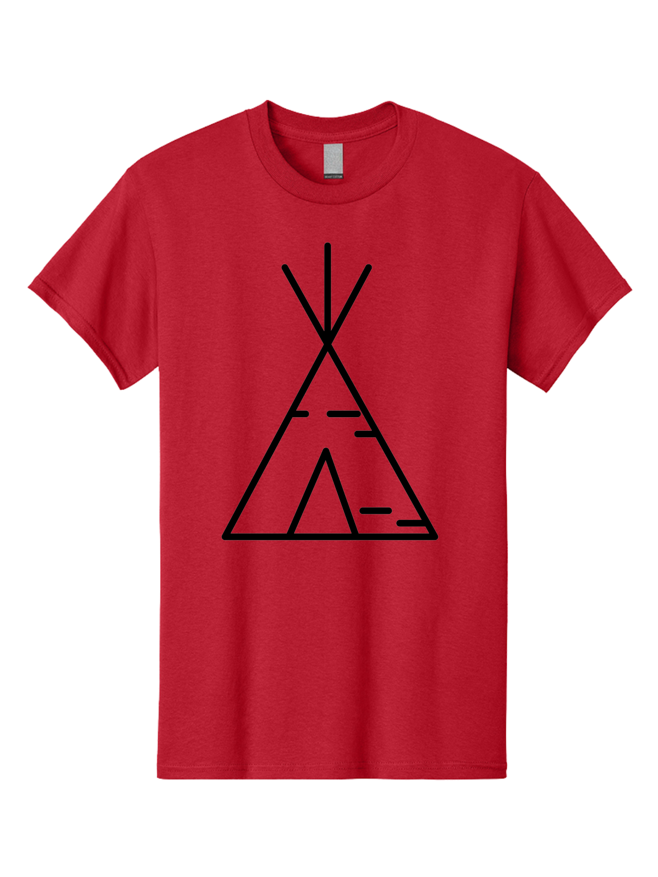Tent-2 Men'S Graphic Tee, 100% Cotton, Comfortable Casual Summer Wear, Machine Washable, Teepee Icon, Camping Symbol, Minimalist Design, Tribal Inspiration, Simple Lines, Geometric Shape, Outdoor Adventure, Black Outline -  Aaa212