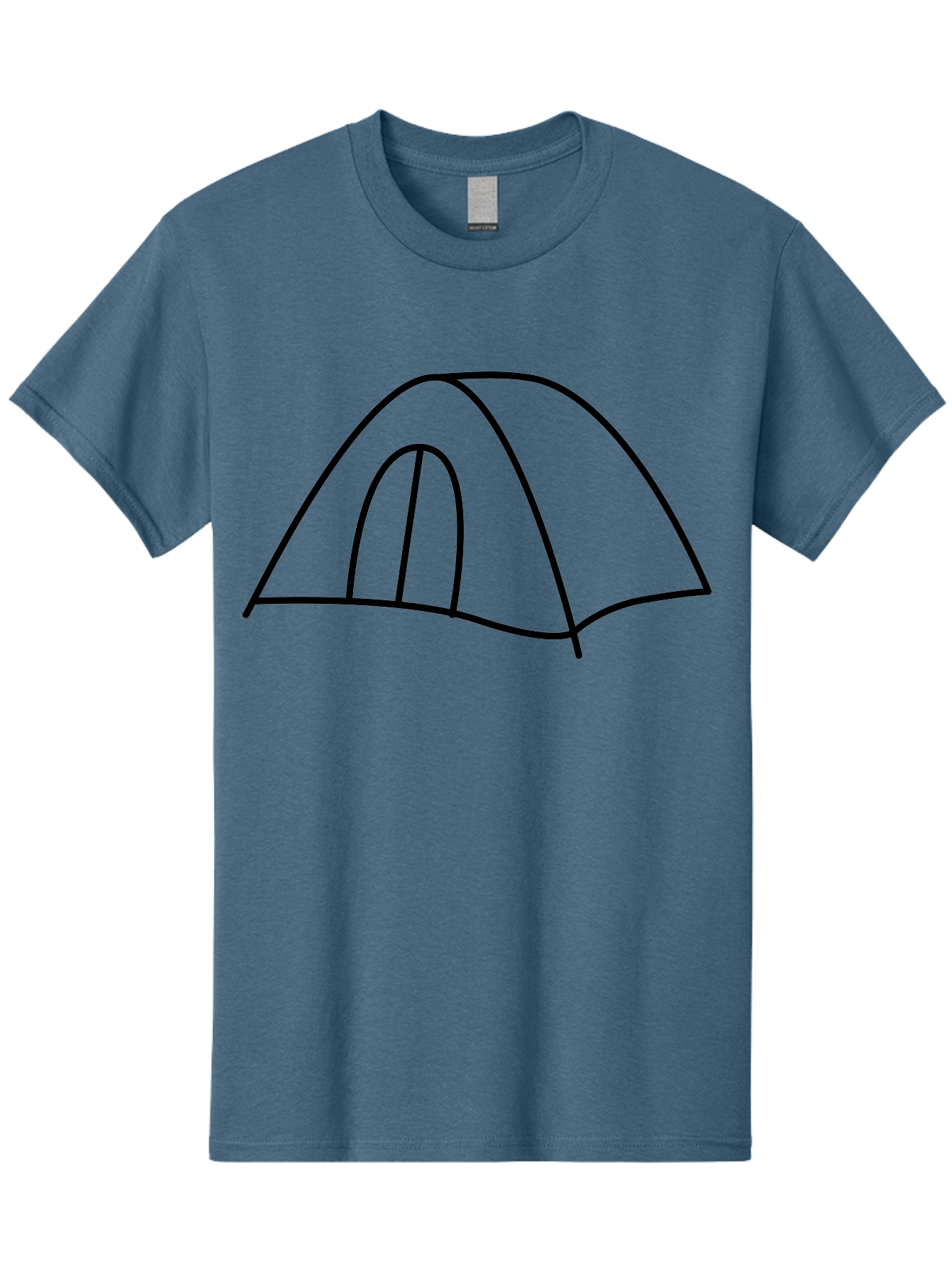 Tent-3 Men'S Graphic Tee, 100% Cotton, Comfortable Casual Summer Wear, Machine Washable, Simple Tent, Camping, Outdoor Adventure, Minimalist Design, Simple Lines, Black Outline, Shelter, Wilderness, Travel, Outdoor Recreation, -  Aaa213