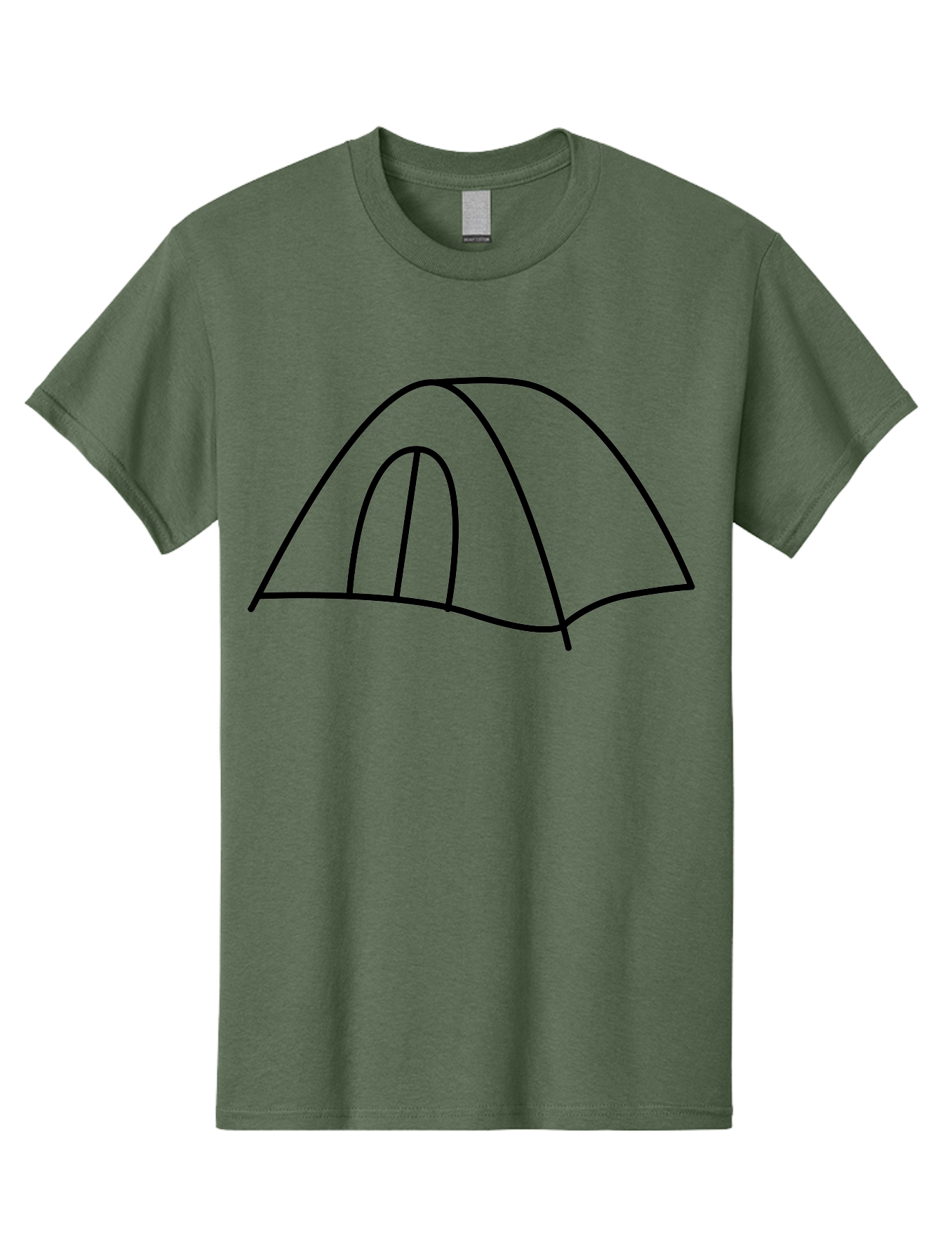 Tent-3 Men'S Graphic Tee, 100% Cotton, Comfortable Casual Summer Wear, Machine Washable, Simple Tent, Camping, Outdoor Adventure, Minimalist Design, Simple Lines, Black Outline, Shelter, Wilderness, Travel, Outdoor Recreation, -  Aaa213