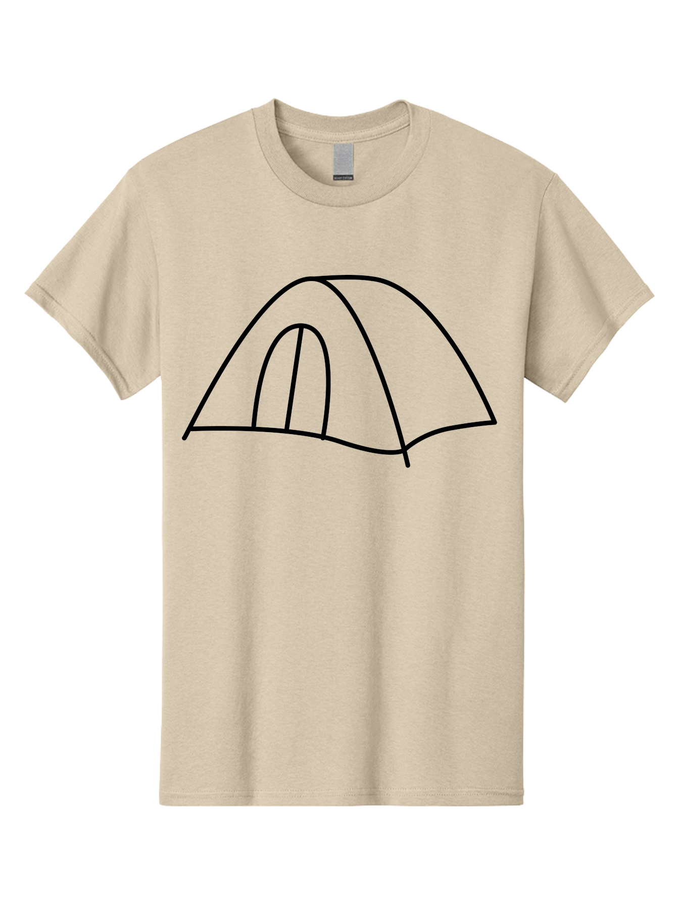 Tent-3 Men'S Graphic Tee, 100% Cotton, Comfortable Casual Summer Wear, Machine Washable, Simple Tent, Camping, Outdoor Adventure, Minimalist Design, Simple Lines, Black Outline, Shelter, Wilderness, Travel, Outdoor Recreation, -  Aaa213