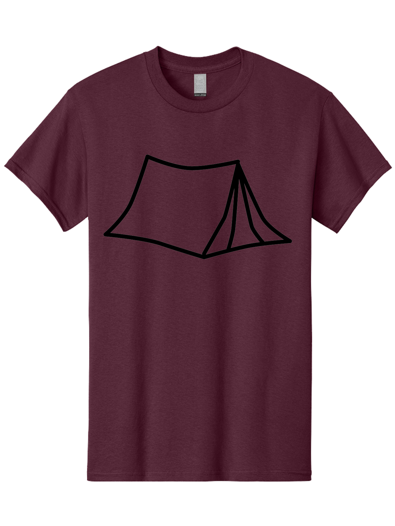 Tent-4 Men'S Graphic Tee, 100% Cotton, Comfortable Casual Summer Wear, Machine Washable, Simple Tent Illustration, Minimalist Design, Camping Symbol, Outdoor Adventure, Black Outline, Graphic Icon, Simple Shape -  Aaa214
