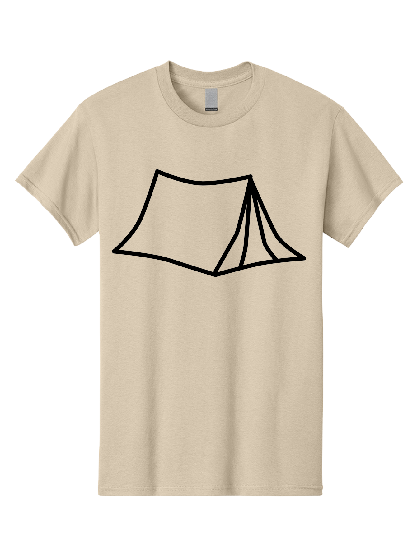 Tent-4 Men'S Graphic Tee, 100% Cotton, Comfortable Casual Summer Wear, Machine Washable, Simple Tent Illustration, Minimalist Design, Camping Symbol, Outdoor Adventure, Black Outline, Graphic Icon, Simple Shape -  Aaa214