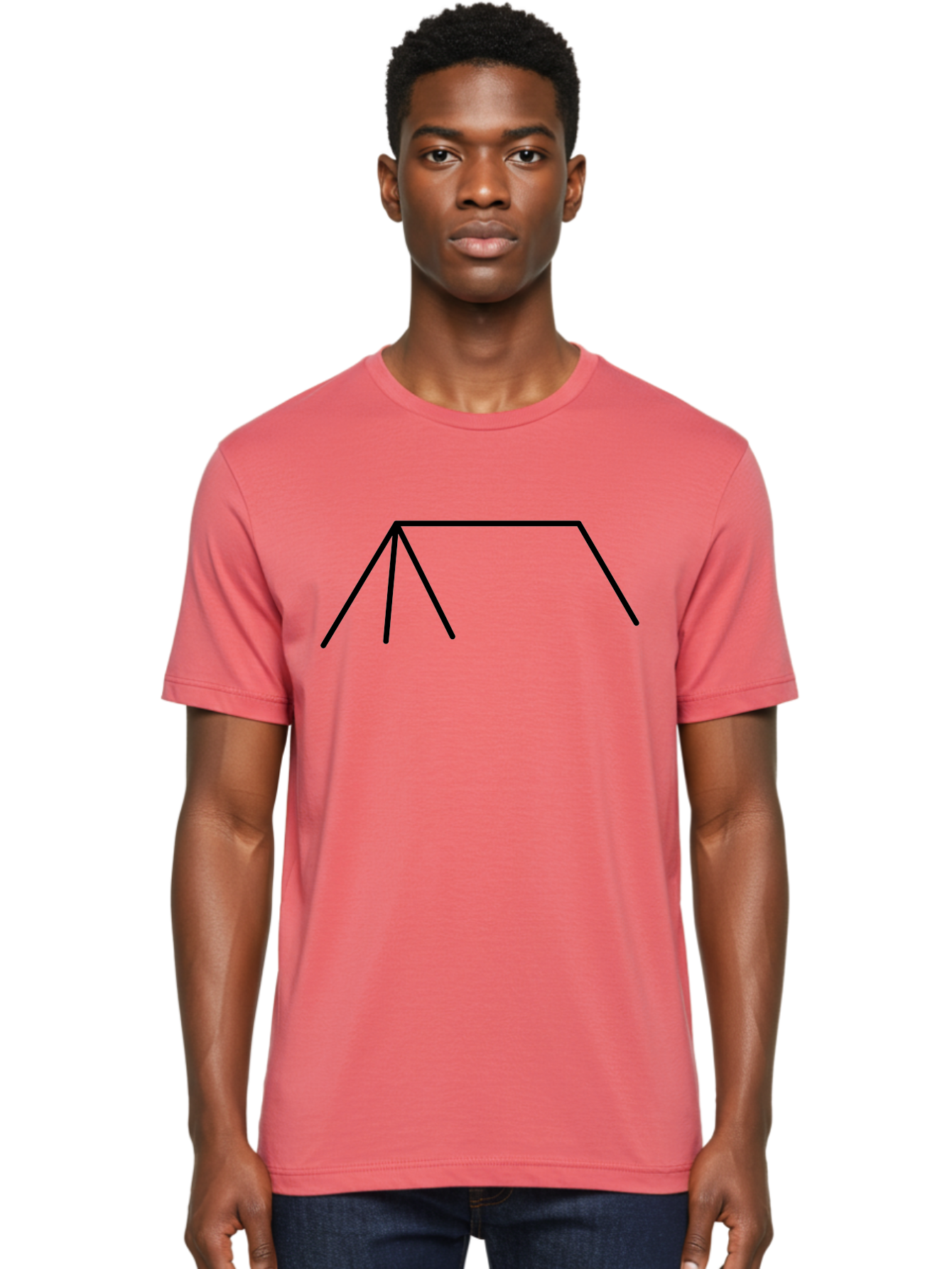 Tent-Icon Men'S Graphic Tee, 100% Cotton, Comfortable Casual Summer Wear, Machine Washable, Simple House Outline, Minimalist Design, Black Lines, Geometric Shapes, Modern Architecture, House Icon, Simple Home -  Aaa216