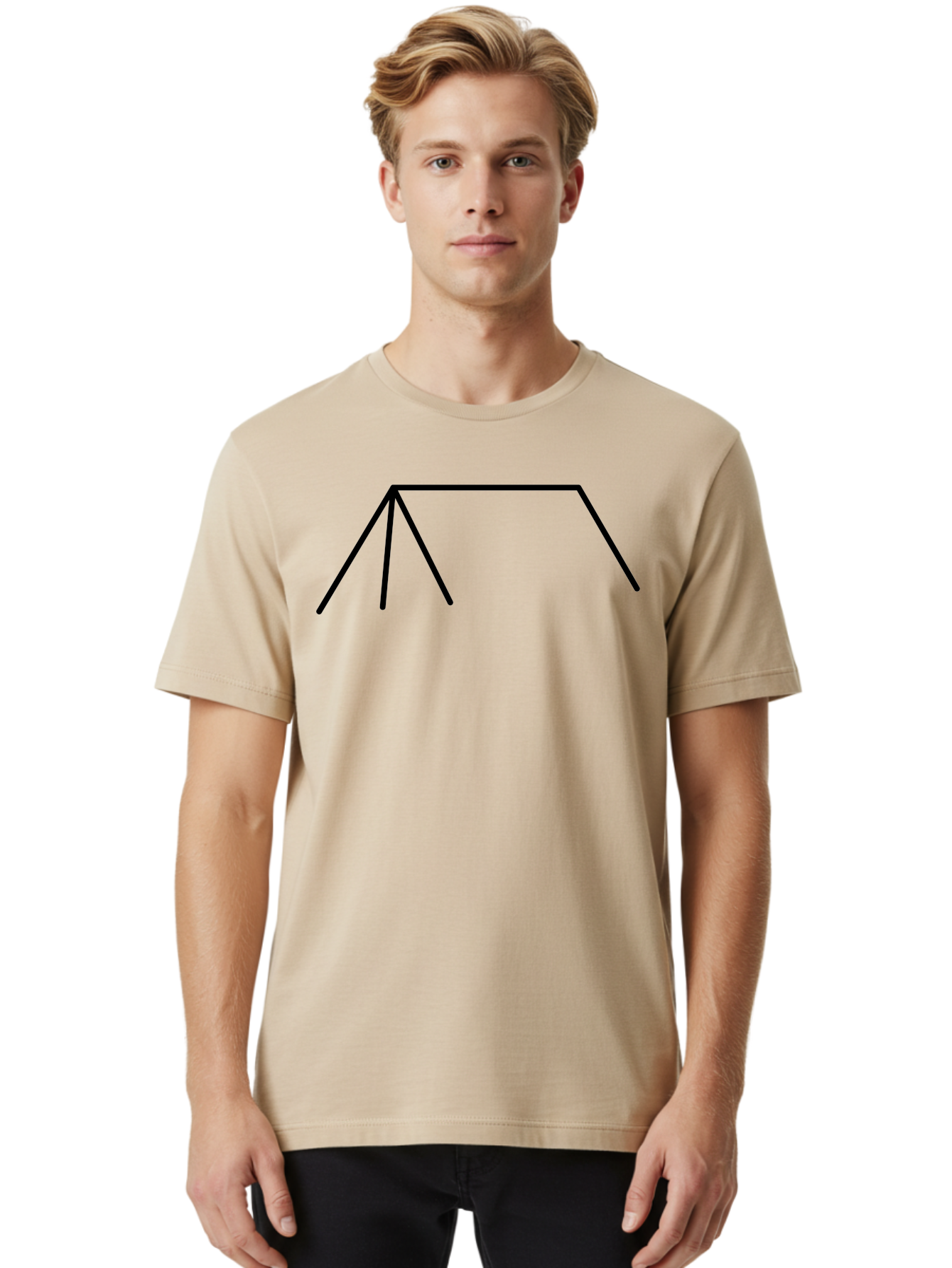 Tent-Icon Men'S Graphic Tee, 100% Cotton, Comfortable Casual Summer Wear, Machine Washable, Simple House Outline, Minimalist Design, Black Lines, Geometric Shapes, Modern Architecture, House Icon, Simple Home -  Aaa216