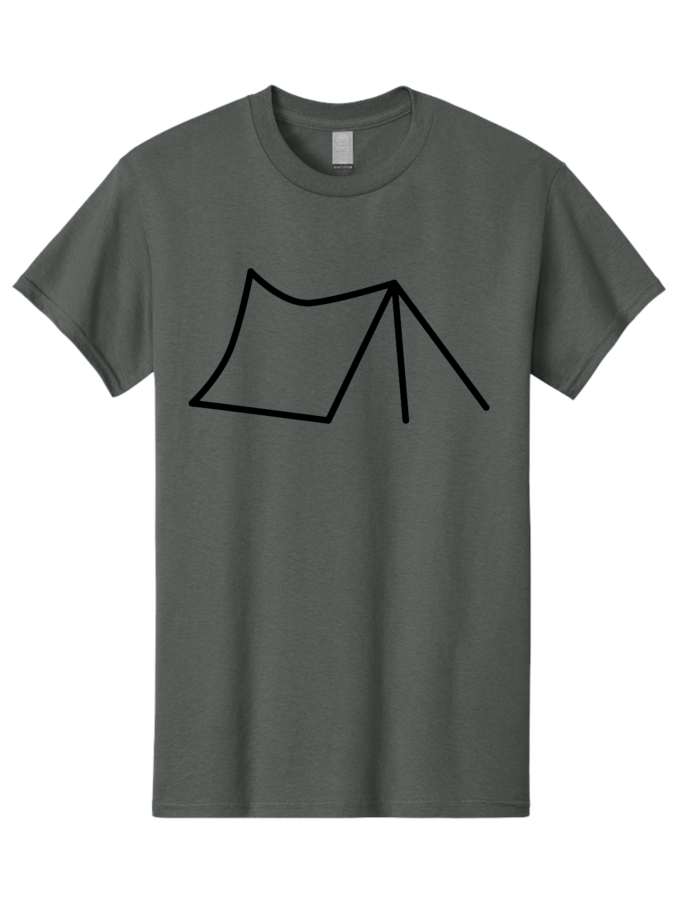 Tent-Illustration Men'S Graphic Tee, 100% Cotton, Comfortable Casual Summer Wear, Machine Washable, Simple Tent Drawing, Minimalist Design, Camping Symbol, Outline Illustration, Black Lines, Geometric Shape, Outdoor Adventure -  Aaa217