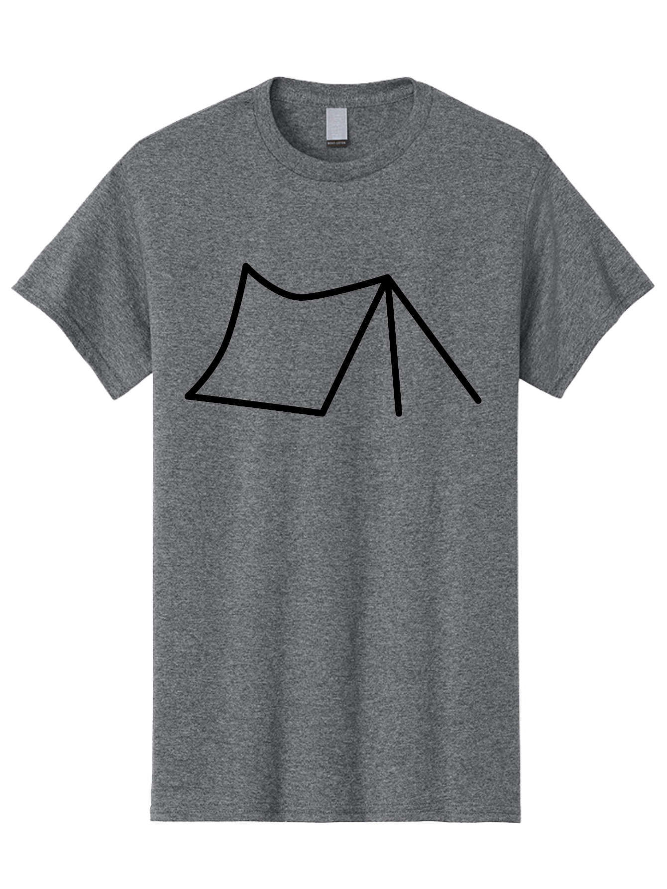 Tent-Illustration Men'S Graphic Tee, 100% Cotton, Comfortable Casual Summer Wear, Machine Washable, Simple Tent Drawing, Minimalist Design, Camping Symbol, Outline Illustration, Black Lines, Geometric Shape, Outdoor Adventure -  Aaa217