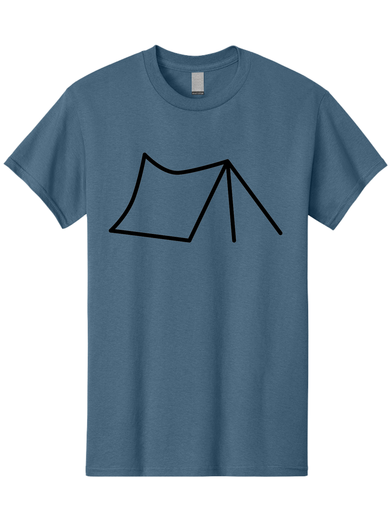 Tent-Illustration Men'S Graphic Tee, 100% Cotton, Comfortable Casual Summer Wear, Machine Washable, Simple Tent Drawing, Minimalist Design, Camping Symbol, Outline Illustration, Black Lines, Geometric Shape, Outdoor Adventure -  Aaa217
