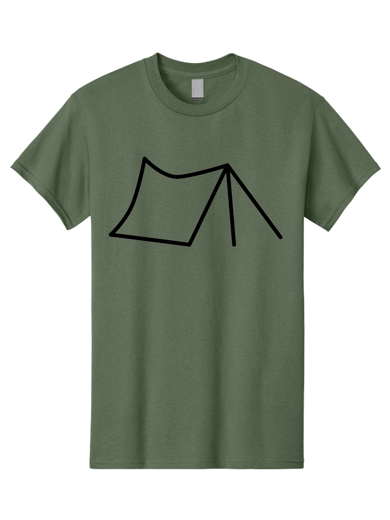 Tent-Illustration Men'S Graphic Tee, 100% Cotton, Comfortable Casual Summer Wear, Machine Washable, Simple Tent Drawing, Minimalist Design, Camping Symbol, Outline Illustration, Black Lines, Geometric Shape, Outdoor Adventure -  Aaa217