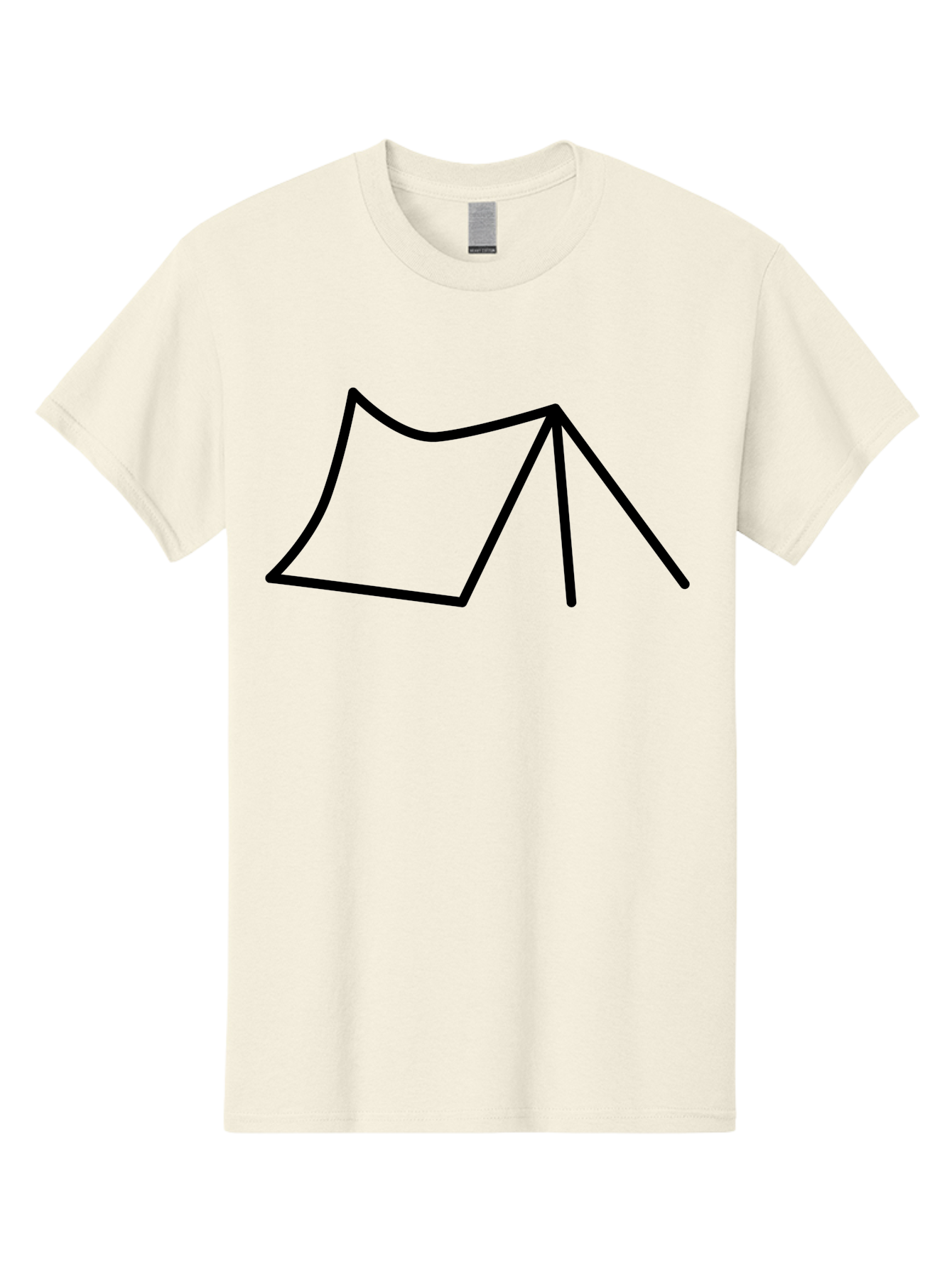 Tent-Illustration Men'S Graphic Tee, 100% Cotton, Comfortable Casual Summer Wear, Machine Washable, Simple Tent Drawing, Minimalist Design, Camping Symbol, Outline Illustration, Black Lines, Geometric Shape, Outdoor Adventure -  Aaa217
