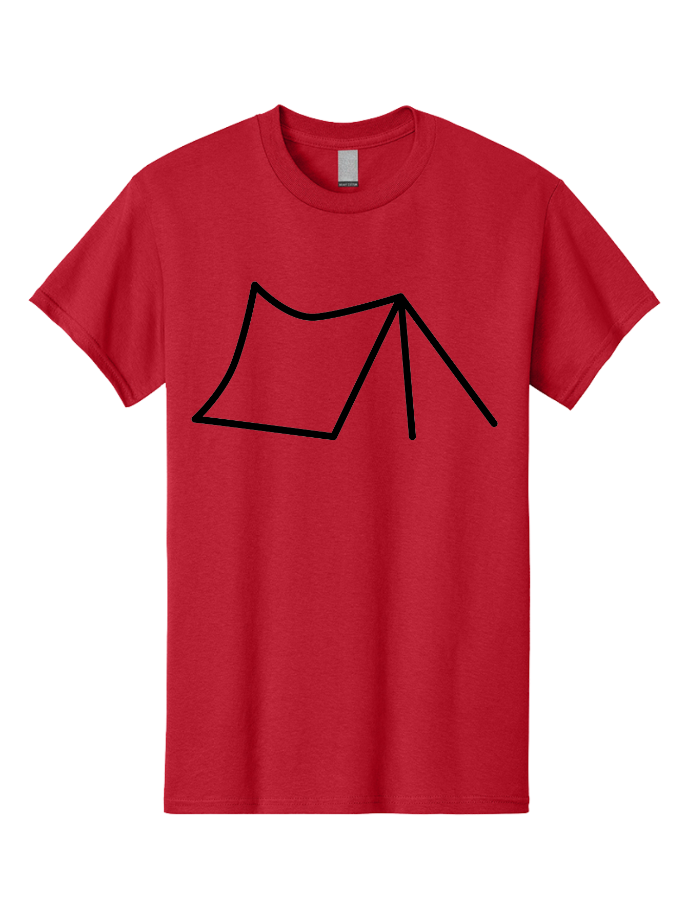 Tent-Illustration Men'S Graphic Tee, 100% Cotton, Comfortable Casual Summer Wear, Machine Washable, Simple Tent Drawing, Minimalist Design, Camping Symbol, Outline Illustration, Black Lines, Geometric Shape, Outdoor Adventure -  Aaa217