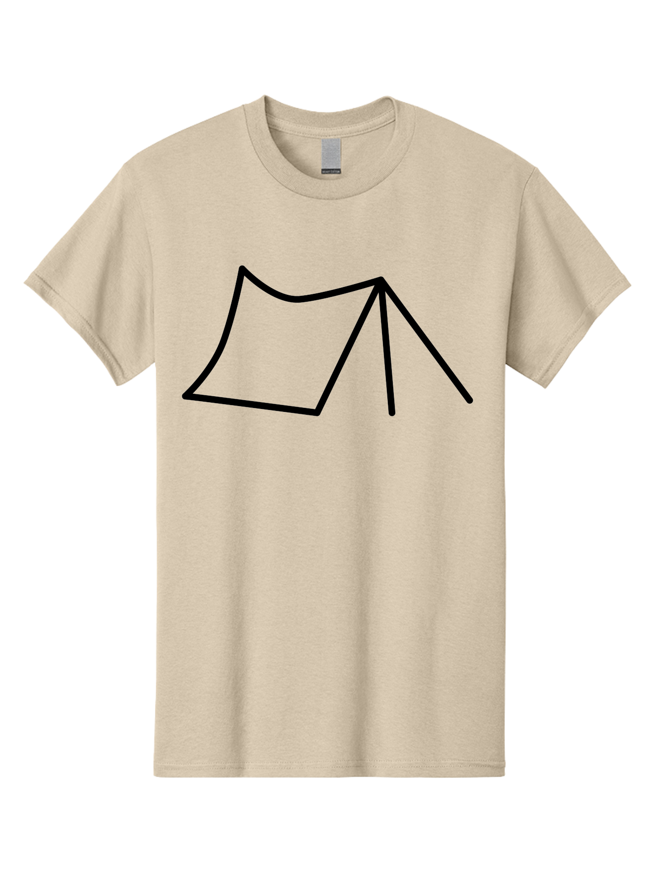 Tent-Illustration Men'S Graphic Tee, 100% Cotton, Comfortable Casual Summer Wear, Machine Washable, Simple Tent Drawing, Minimalist Design, Camping Symbol, Outline Illustration, Black Lines, Geometric Shape, Outdoor Adventure -  Aaa217