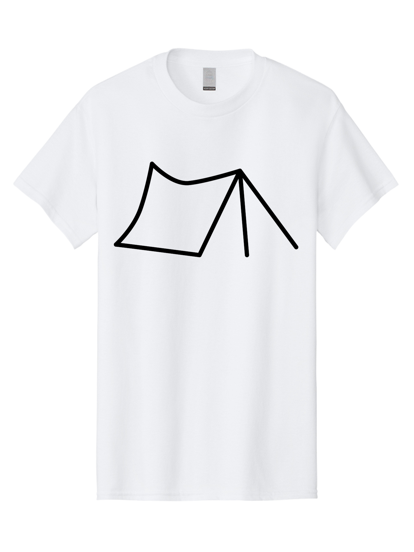 Tent-Illustration Men'S Graphic Tee, 100% Cotton, Comfortable Casual Summer Wear, Machine Washable, Simple Tent Drawing, Minimalist Design, Camping Symbol, Outline Illustration, Black Lines, Geometric Shape, Outdoor Adventure -  Aaa217