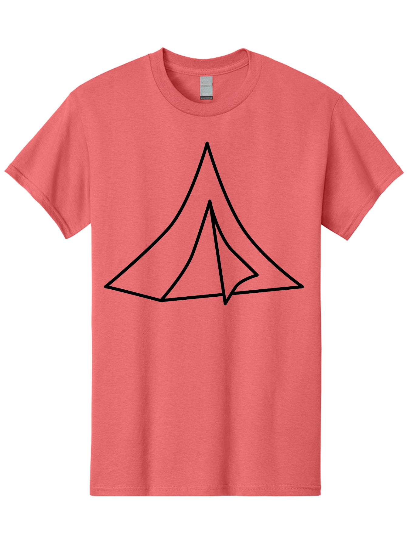 Tent Men'S Graphic Tee, 100% Cotton, Comfortable Casual Summer Wear, Machine Washable, Simple Tent Illustration, Camping Symbol, Minimalist Design, Black Outline, Geometric Shapes, Triangular Form, Outdoor Adventure -  Aaa218