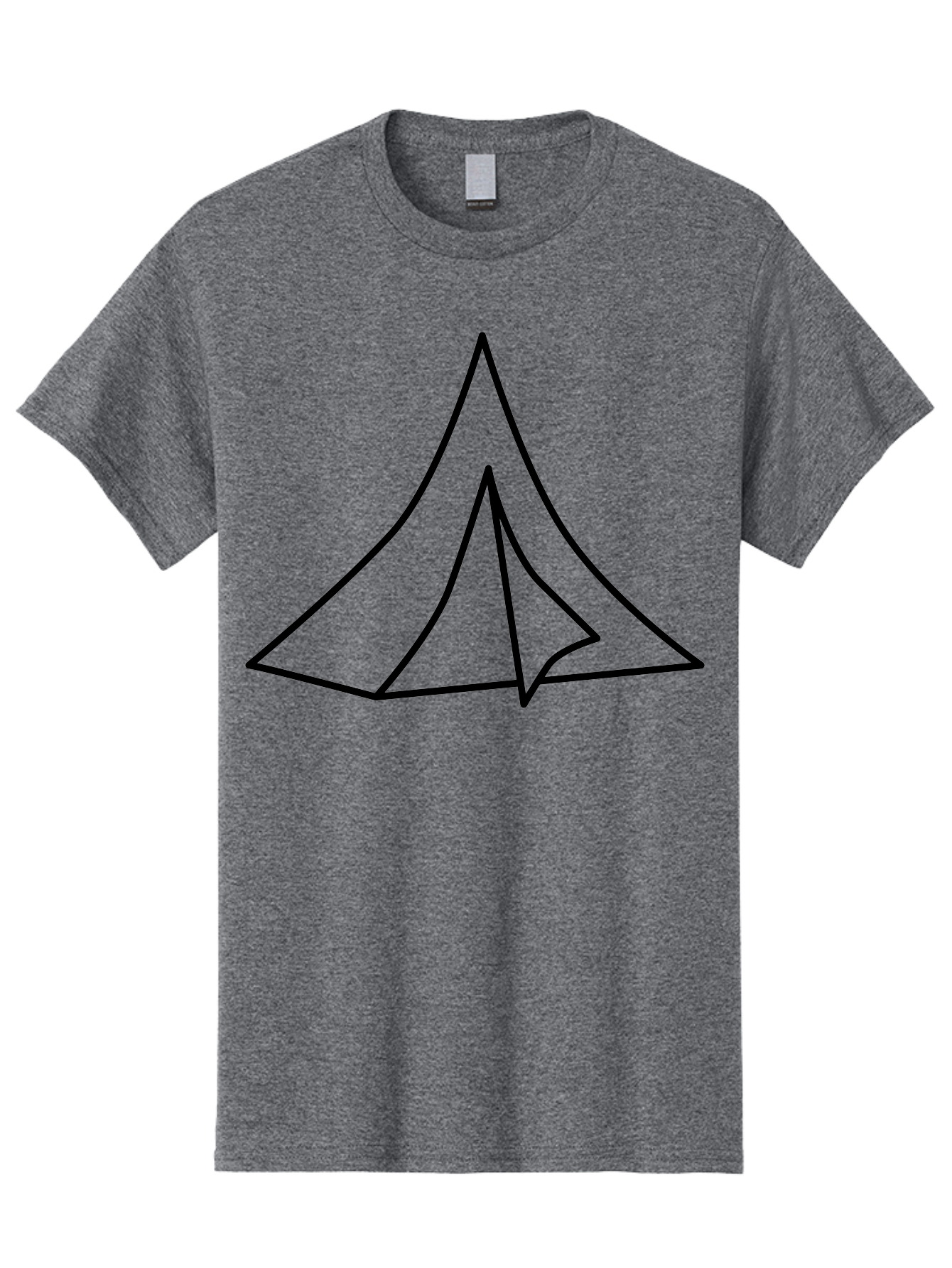 Tent Men'S Graphic Tee, 100% Cotton, Comfortable Casual Summer Wear, Machine Washable, Simple Tent Illustration, Camping Symbol, Minimalist Design, Black Outline, Geometric Shapes, Triangular Form, Outdoor Adventure -  Aaa218