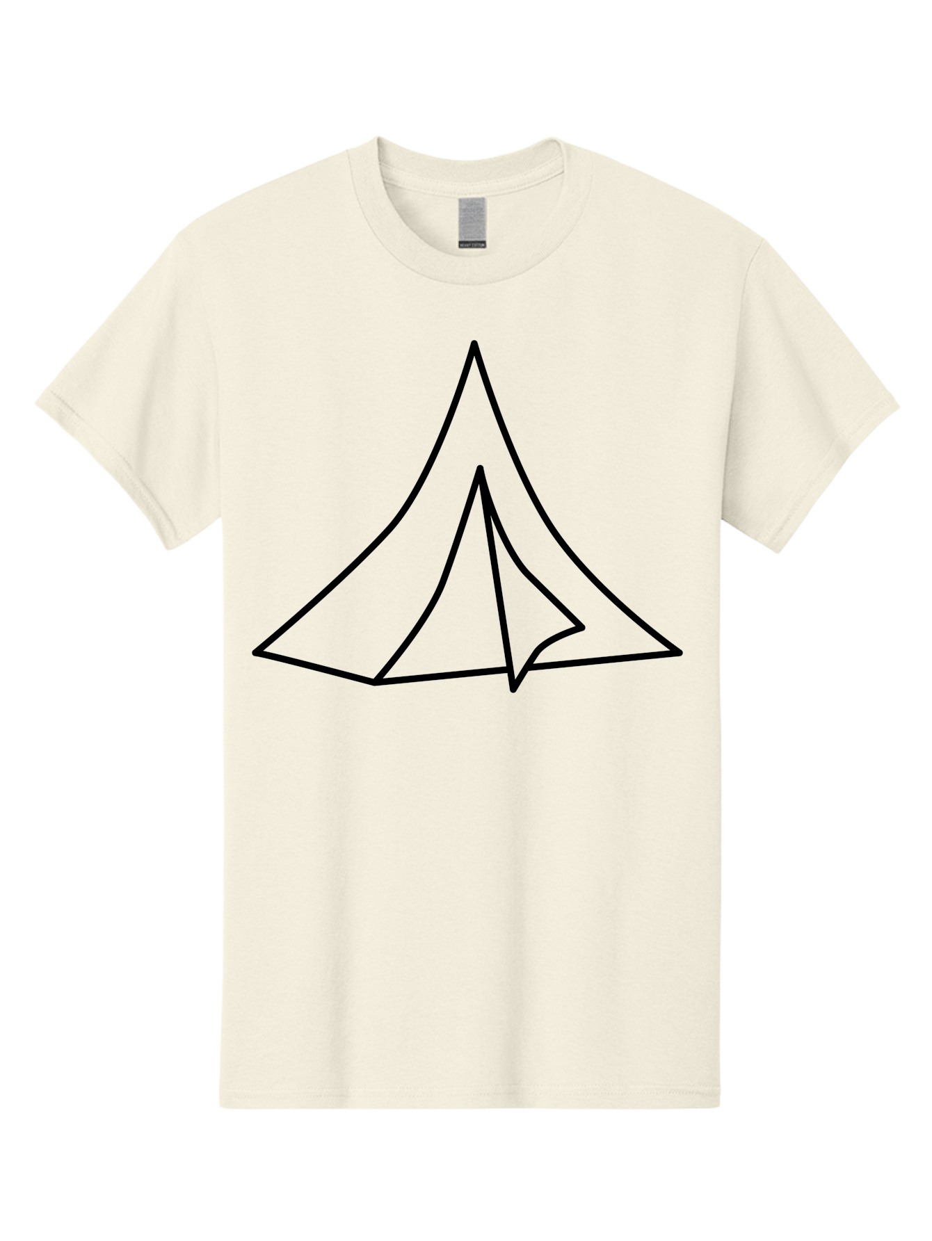Tent Men'S Graphic Tee, 100% Cotton, Comfortable Casual Summer Wear, Machine Washable, Simple Tent Illustration, Camping Symbol, Minimalist Design, Black Outline, Geometric Shapes, Triangular Form, Outdoor Adventure -  Aaa218