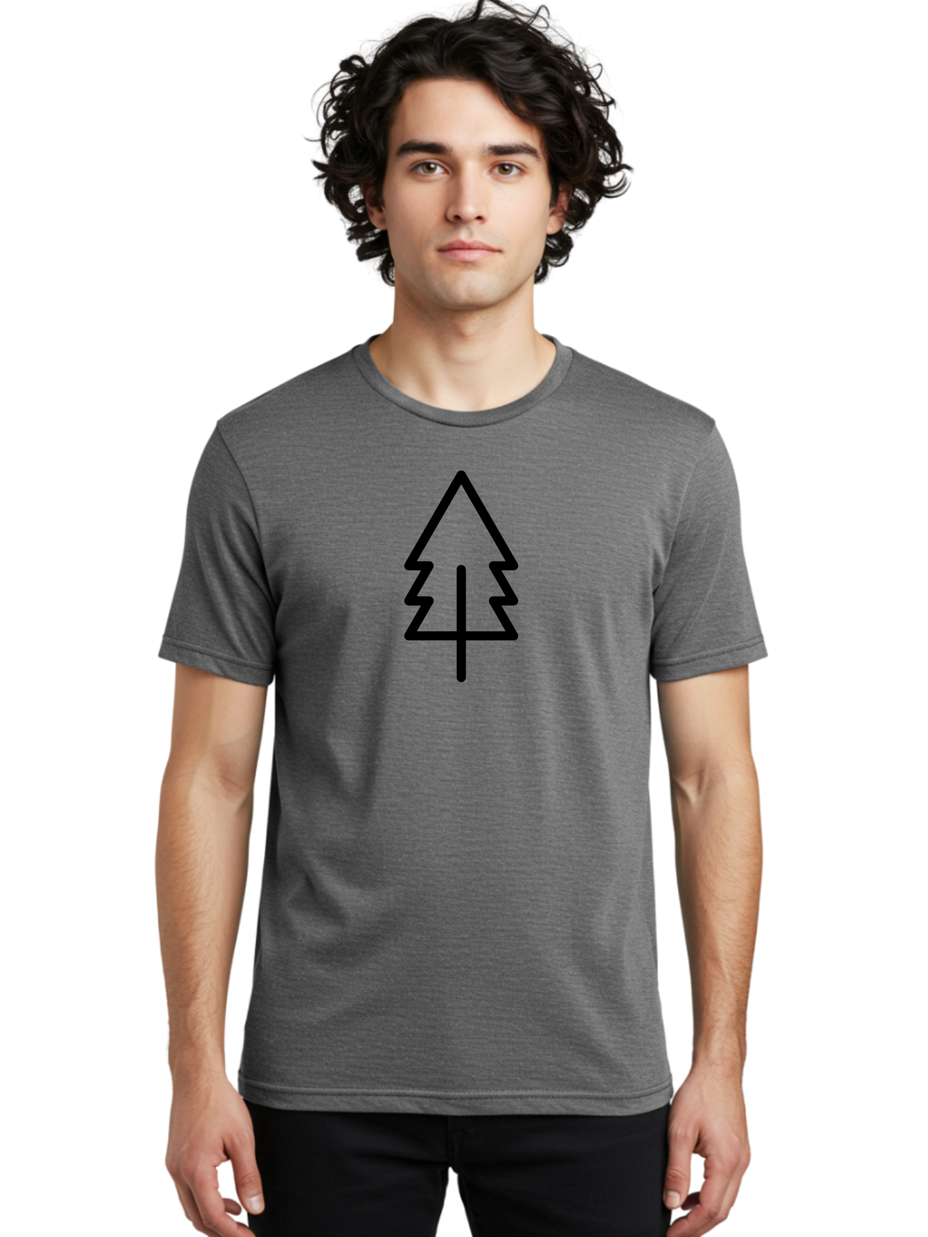 Tree-Logo-1 Men'S Graphic Tee, 100% Cotton, Comfortable Casual Summer Wear, Machine Washable, Tree Icon, Minimalist Design, Simple Tree, Forest Symbol, Eco Friendly Logo, Nature Graphic, Environmental Symbol, Simple Illustration -  Aaa221