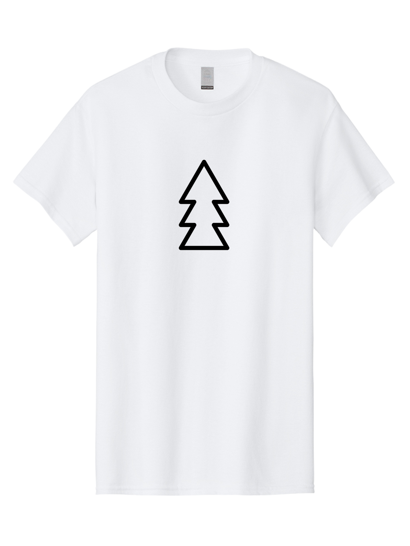 Tree-Logo Men'S Graphic Tee, 100% Cotton, Comfortable Casual Summer Wear, Machine Washable, Christmas Tree, Festive Symbol, Holiday Icon, Simple Design, Minimalist Art, Black Outline, Winter Theme -  Aaa222