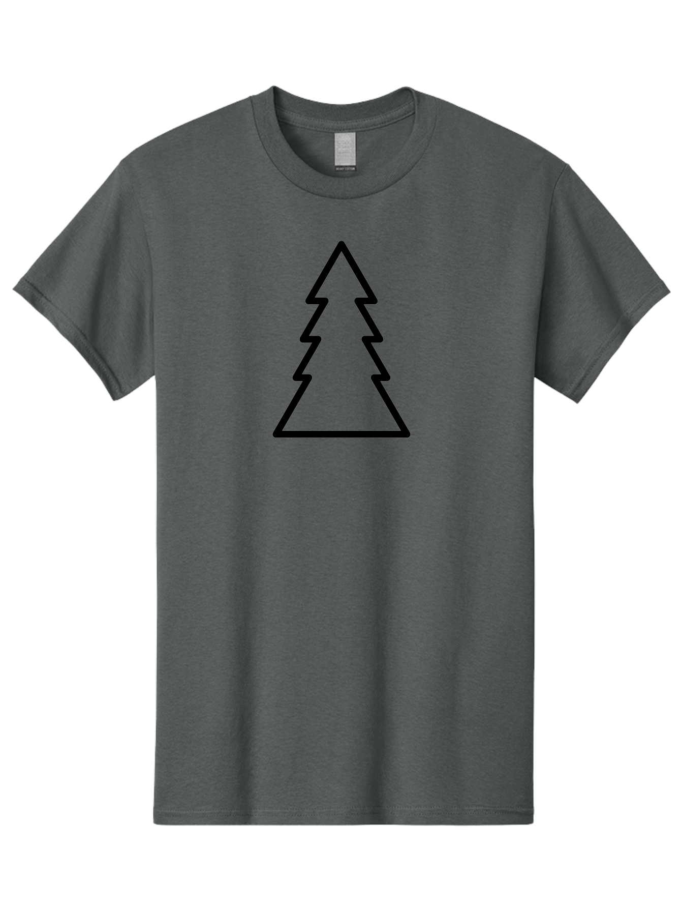 Tree-Outline Men'S Graphic Tee, 100% Cotton, Comfortable Casual Summer Wear, Machine Washable, Christmas Tree, Tree Outline, Simple Design, Minimalist Art, Black Outline, Festive Symbol, Holiday Decoration, Graphic Icon -  Aaa223