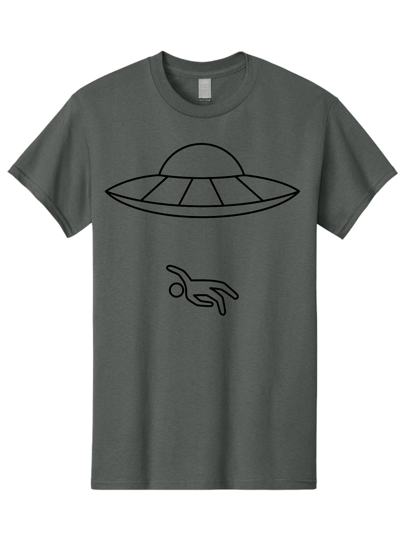 Ufo Men'S Graphic Tee, 100% Cotton, Comfortable Casual Summer Wear, Machine Washable, Ufo Sighting, Alien Encounter, Mysterious Hand, Black Outline, Simple Design, Pop Art Style, Modern Graphic, Minimalist Illustration, Outer Space, -  Aaa227