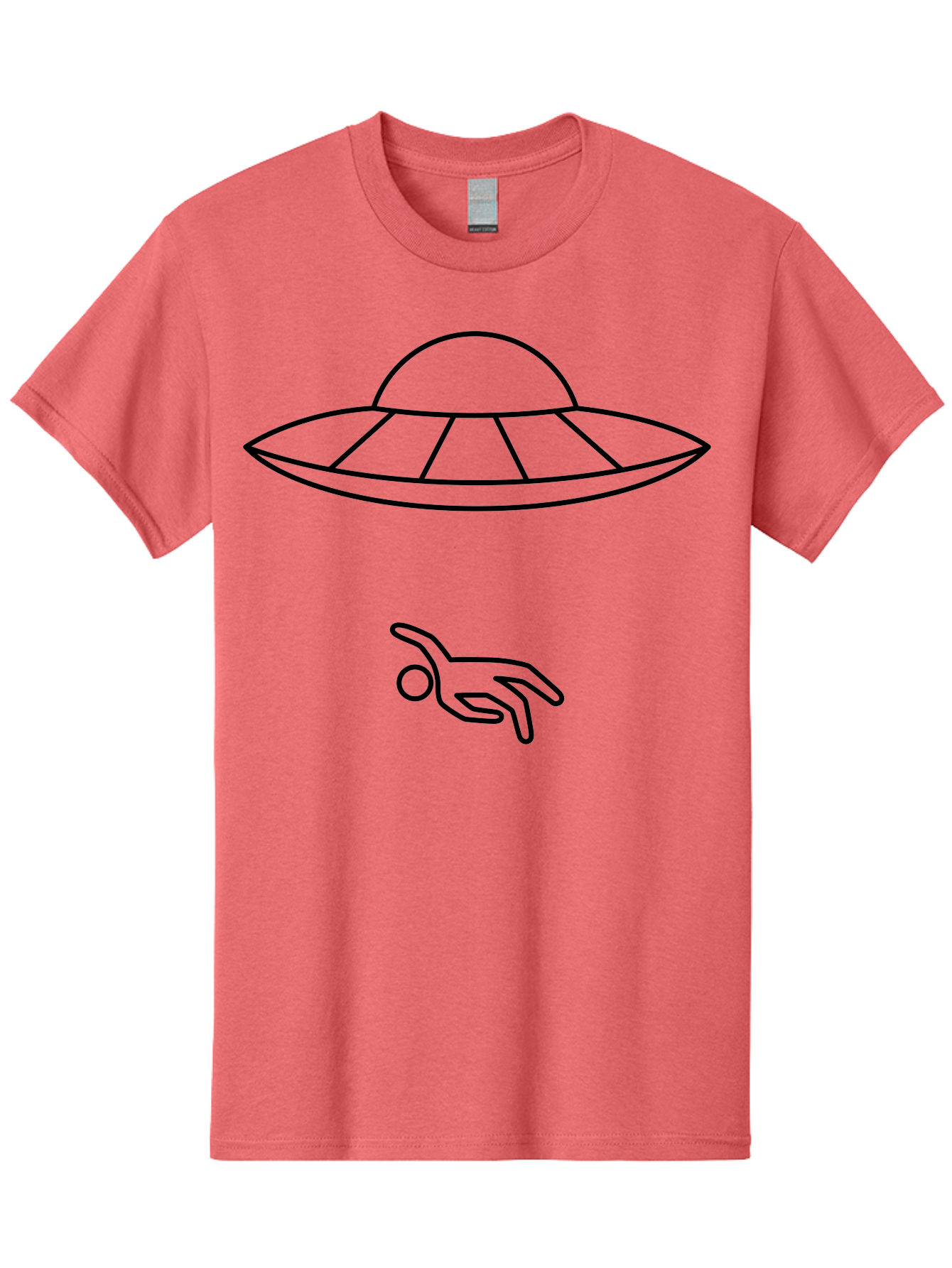Ufo Men'S Graphic Tee, 100% Cotton, Comfortable Casual Summer Wear, Machine Washable, Ufo Sighting, Alien Encounter, Mysterious Hand, Black Outline, Simple Design, Pop Art Style, Modern Graphic, Minimalist Illustration, Outer Space, -  Aaa227