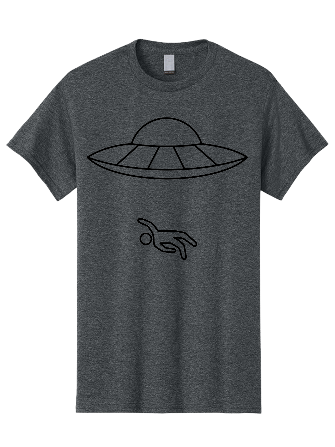 Ufo Men'S Graphic Tee, 100% Cotton, Comfortable Casual Summer Wear, Machine Washable, Ufo Sighting, Alien Encounter, Mysterious Hand, Black Outline, Simple Design, Pop Art Style, Modern Graphic, Minimalist Illustration, Outer Space, -  Aaa227