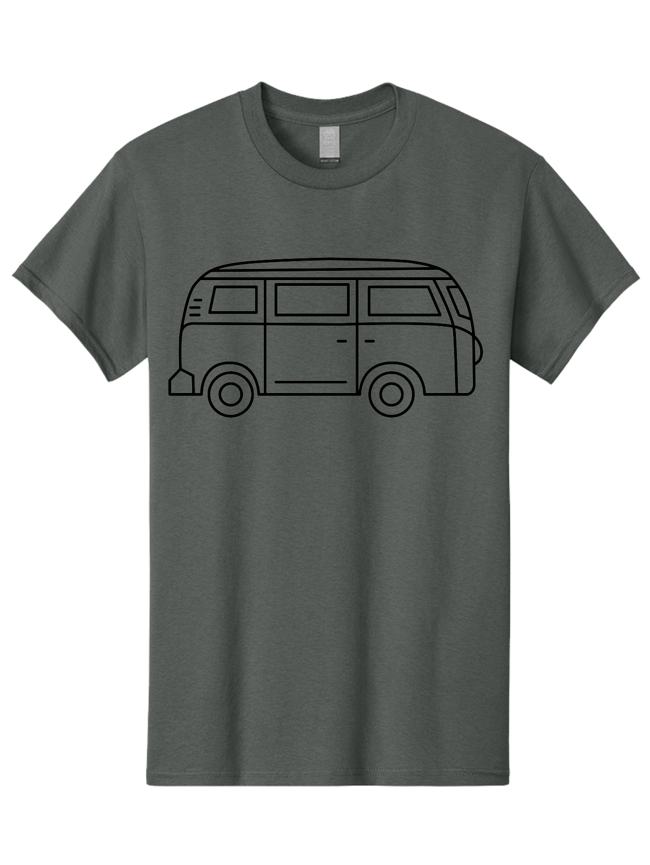 Vw-Bus Men'S Graphic Tee, 100% Cotton, Comfortable Casual Summer Wear, Machine Washable, Classic Vw Bus, Vintage Vehicle, Retro Van, Minimalist Design, Simple Illustration, Modern Graphic, Transportation Icon, Adventure Symbol, -  Aaa228