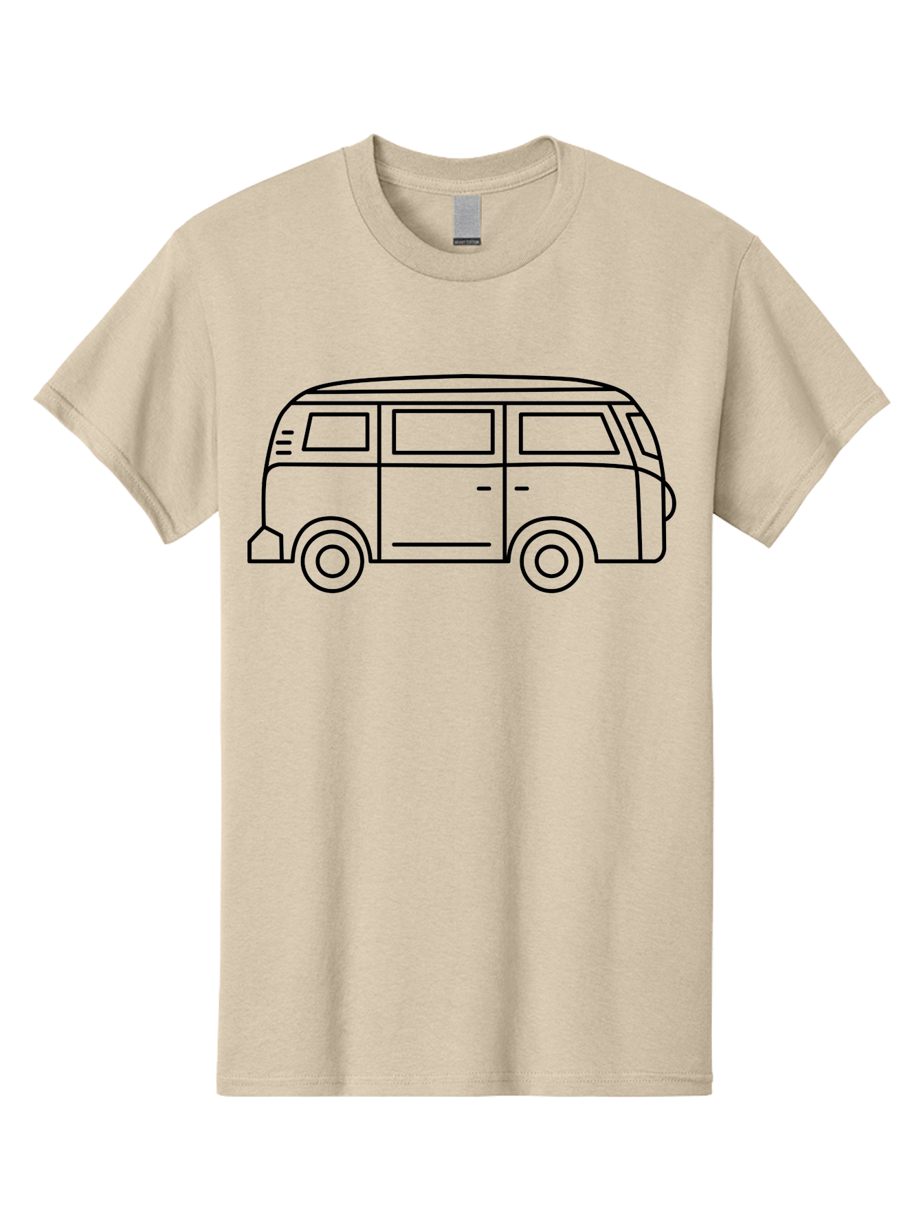 Vw-Bus Men'S Graphic Tee, 100% Cotton, Comfortable Casual Summer Wear, Machine Washable, Classic Vw Bus, Vintage Vehicle, Retro Van, Minimalist Design, Simple Illustration, Modern Graphic, Transportation Icon, Adventure Symbol, -  Aaa228