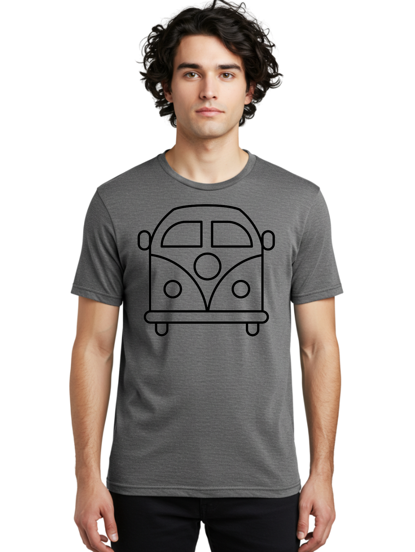 Vw-Van Men'S Graphic Tee, 100% Cotton, Comfortable Casual Summer Wear, Machine Washable, Volkswagen Bus, Retro Vehicle, Classic Car, Hippie Culture, Road Trip, Vintage Transportation, Minimalist Design, Simple Illustration -  Aaa229