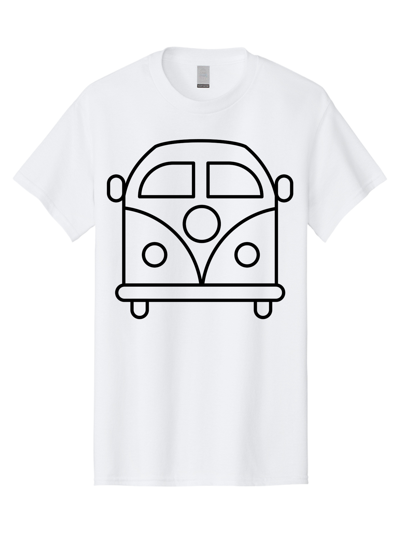 Vw-Van Men'S Graphic Tee, 100% Cotton, Comfortable Casual Summer Wear, Machine Washable, Volkswagen Bus, Retro Vehicle, Classic Car, Hippie Culture, Road Trip, Vintage Transportation, Minimalist Design, Simple Illustration -  Aaa229