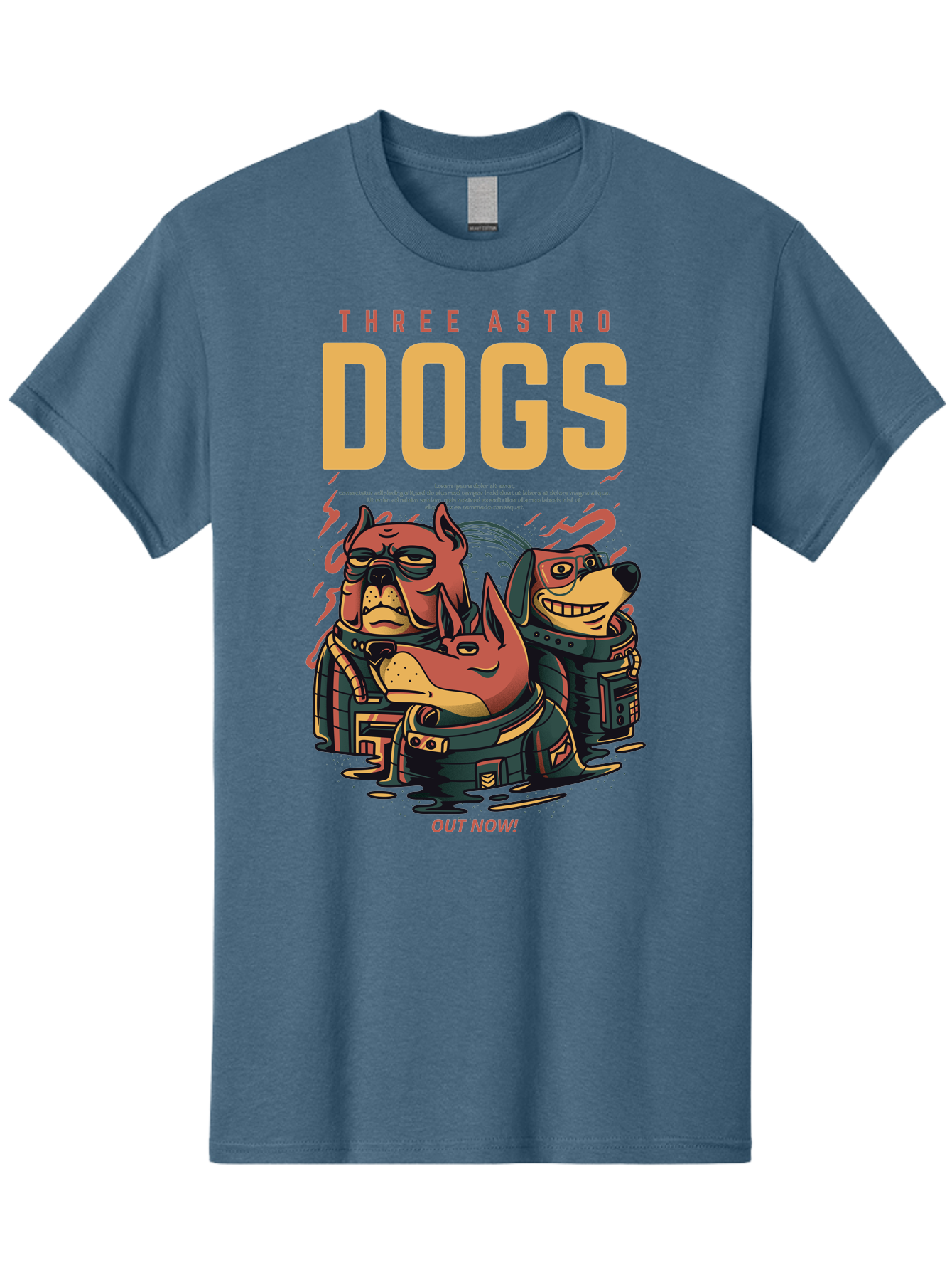 Three-Astronaut-Dogs Men'S Graphic Tee, 100% Cotton, Comfortable Casual Summer Wear, Machine Washable, Astronaut Dogs, Cartoon Characters, Space Adventure, Futuristic Artwork, Robotic Suits, Dog Illustrations, Retro-Futuristic Style, -  Aaa231