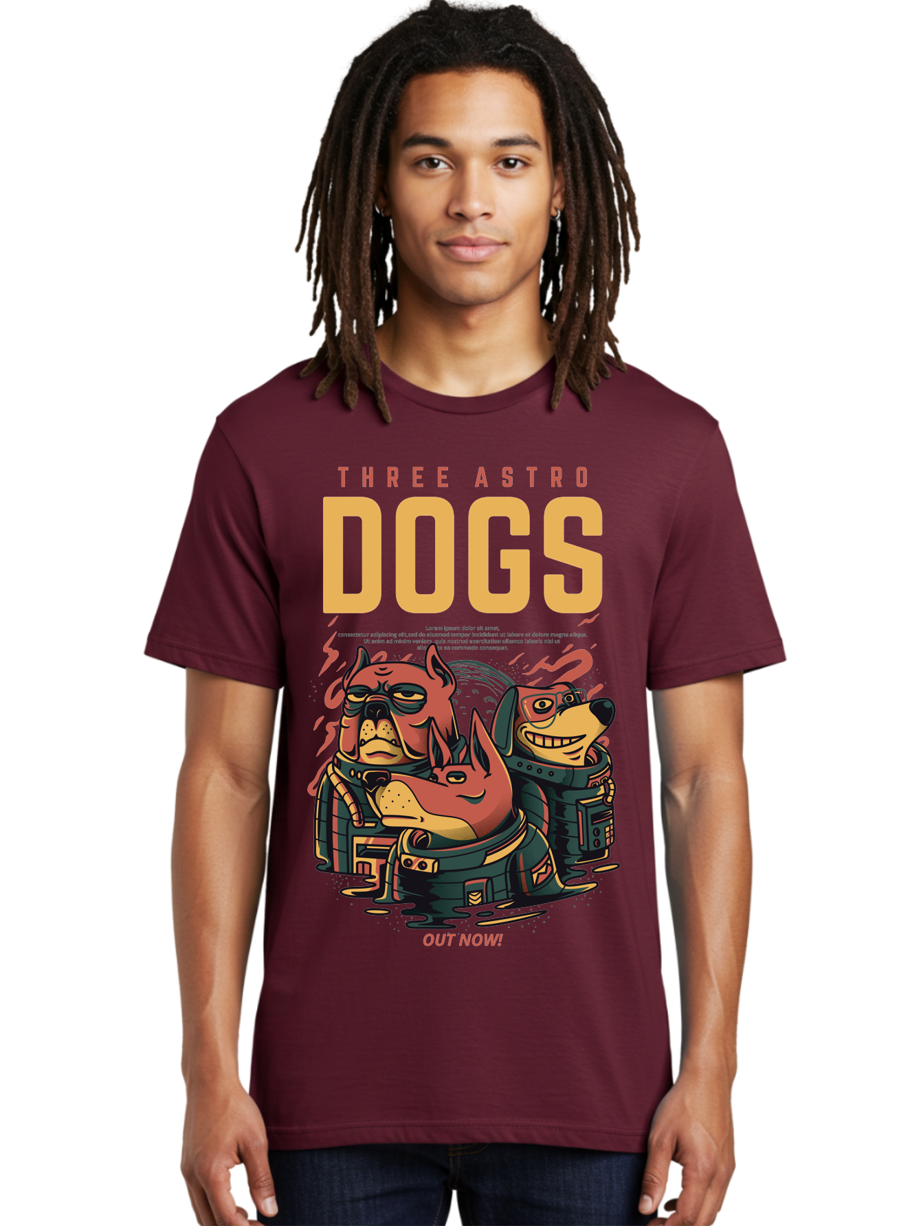 astronaut dogs, cartoon characters, space adventure, futuristic artwork, robotic suits, dog illustrations, retro-futuristic style, sci-fi animals