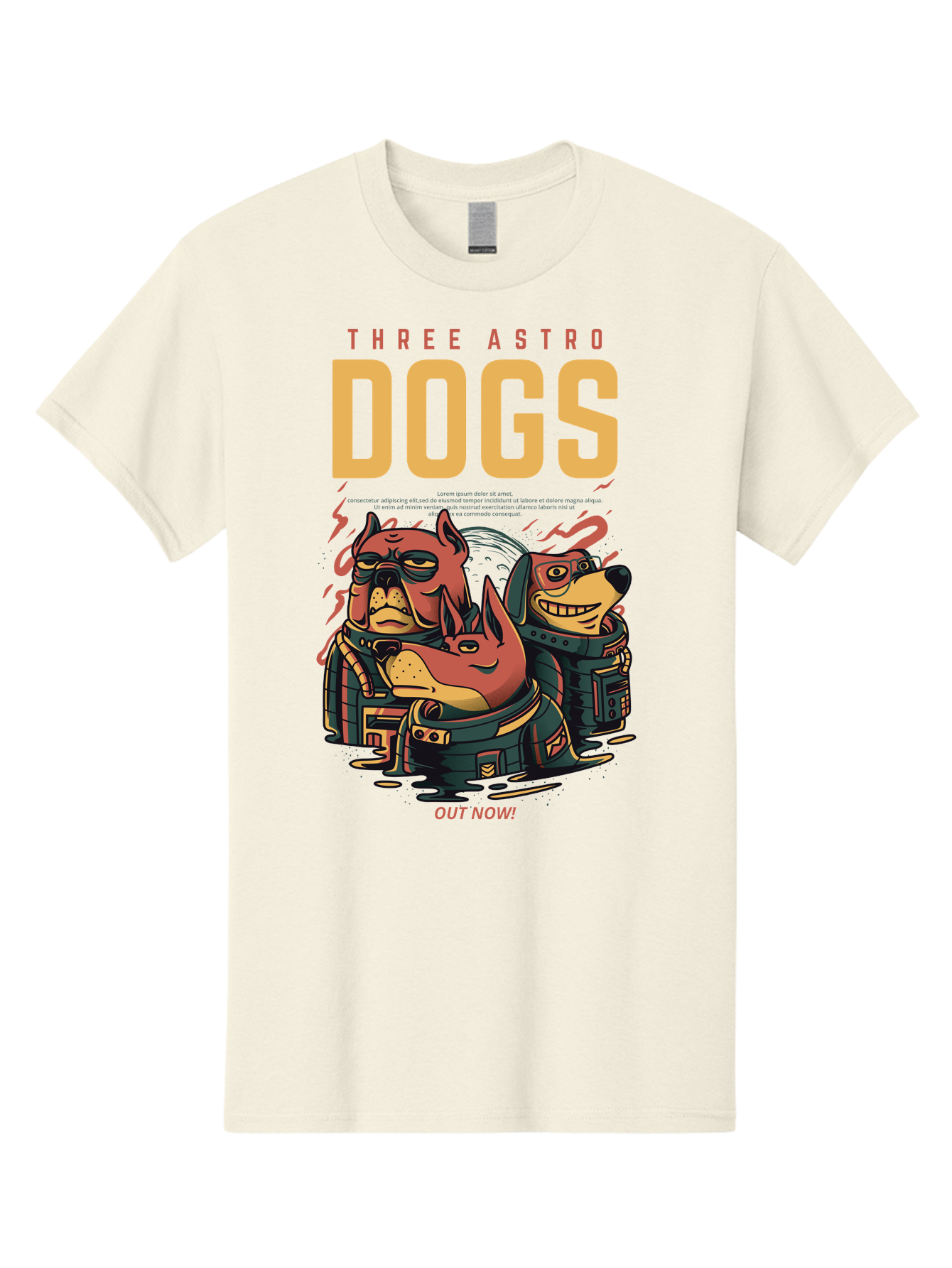 Three-Astronaut-Dogs Men'S Graphic Tee, 100% Cotton, Comfortable Casual Summer Wear, Machine Washable, Astronaut Dogs, Cartoon Characters, Space Adventure, Futuristic Artwork, Robotic Suits, Dog Illustrations, Retro-Futuristic Style, -  Aaa231