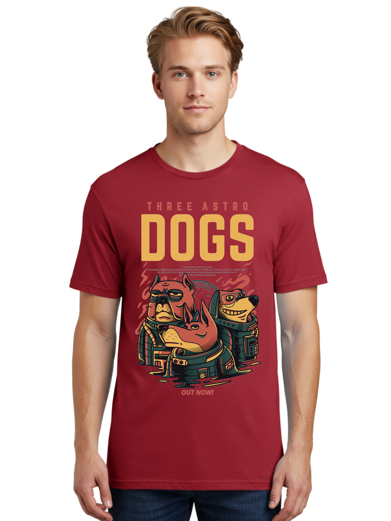 astronaut dogs, cartoon characters, space adventure, futuristic artwork, robotic suits, dog illustrations, retro-futuristic style, sci-fi animals