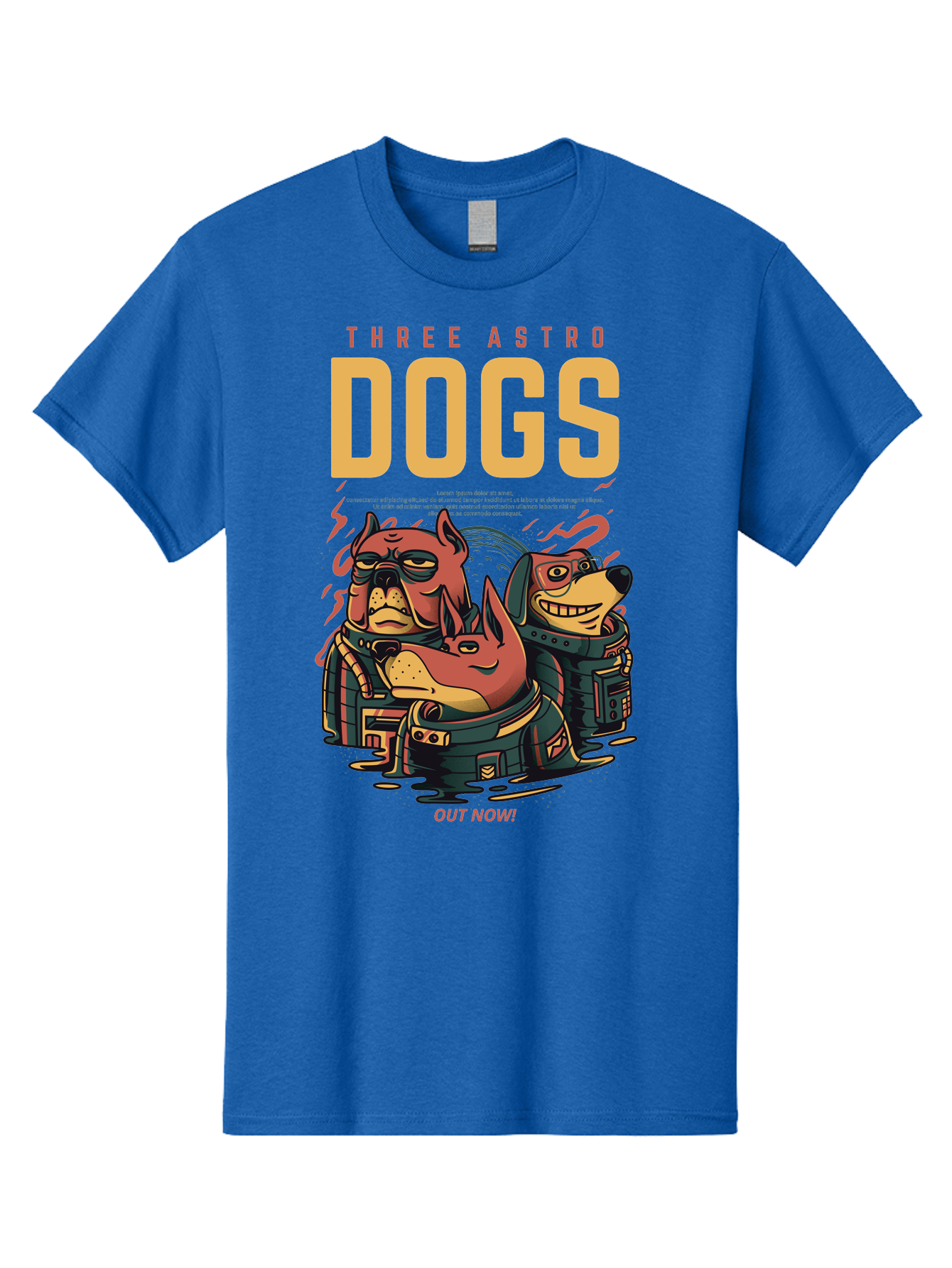 Three-Astronaut-Dogs Men'S Graphic Tee, 100% Cotton, Comfortable Casual Summer Wear, Machine Washable, Astronaut Dogs, Cartoon Characters, Space Adventure, Futuristic Artwork, Robotic Suits, Dog Illustrations, Retro-Futuristic Style, -  Aaa231