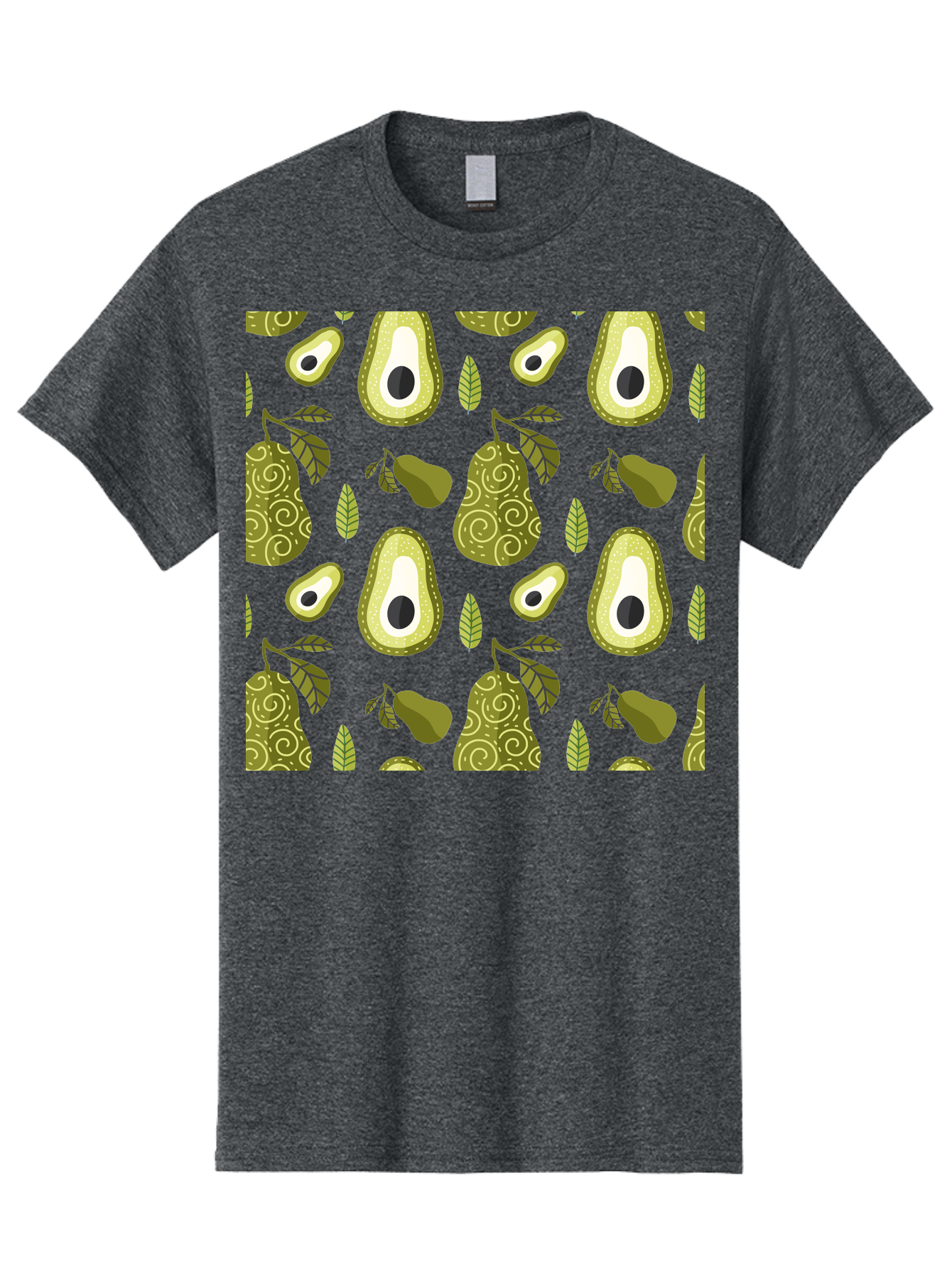Avocado-Pattern Men'S Graphic Tee, 100% Cotton, Comfortable Casual Summer Wear, Machine Washable, Avocado Pattern, Half Avocados, Whole Avocados, Leaves, Swirls, Food Illustration, Healthy Eating, Organic Produce, Kitchen Decor, -  Aaa232