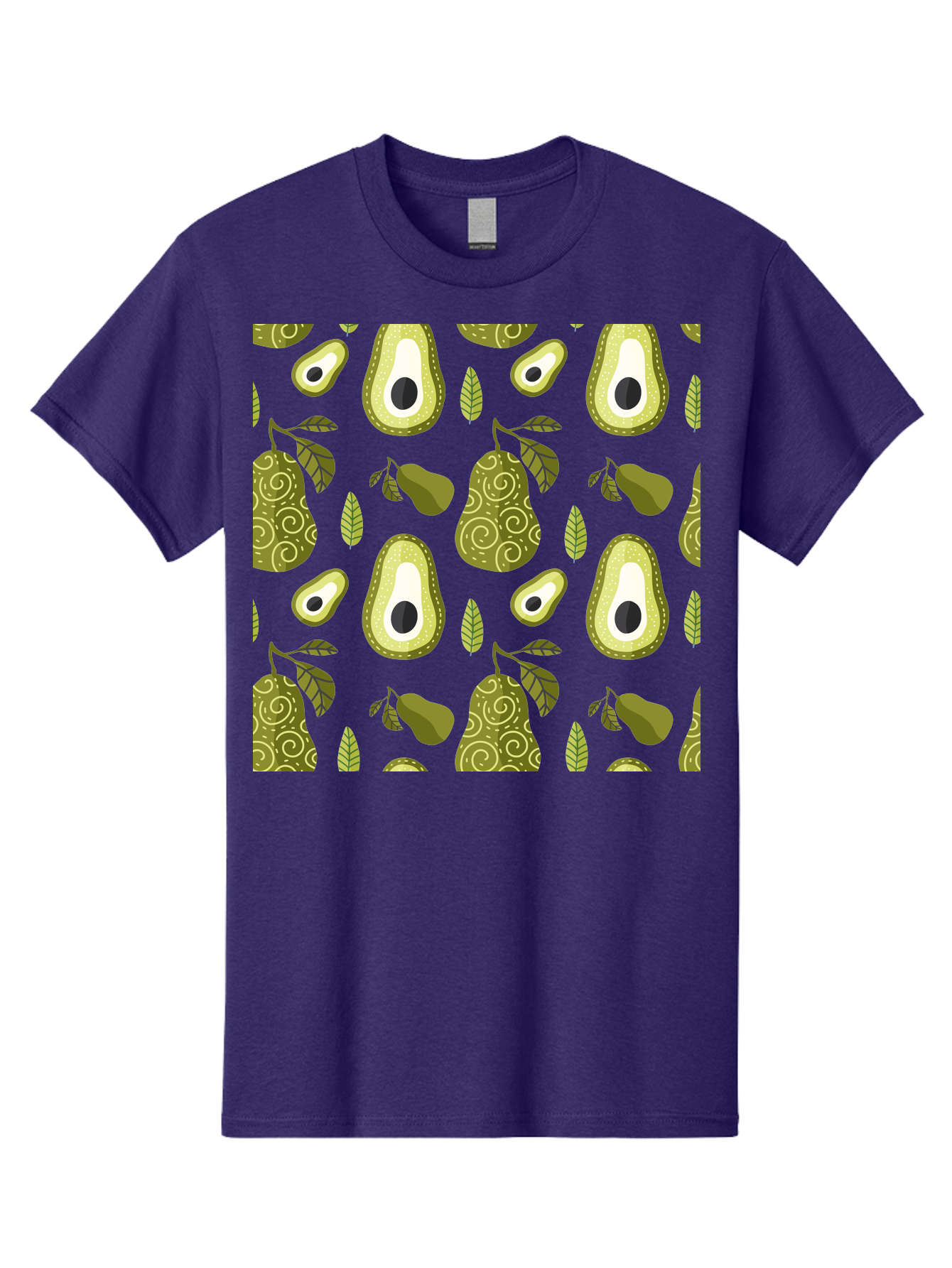 Avocado-Pattern Men'S Graphic Tee, 100% Cotton, Comfortable Casual Summer Wear, Machine Washable, Avocado Pattern, Half Avocados, Whole Avocados, Leaves, Swirls, Food Illustration, Healthy Eating, Organic Produce, Kitchen Decor, -  Aaa232