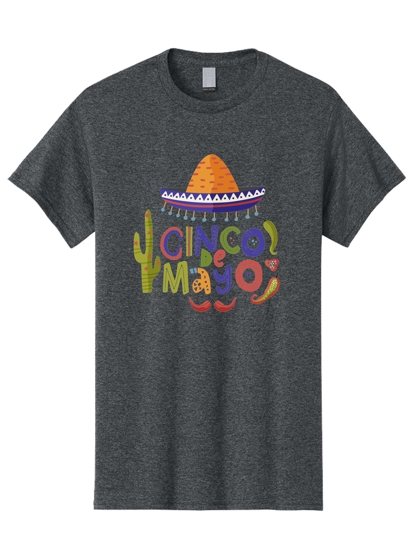 Cinco-De-Mayo-1 Men'S Graphic Tee, 100% Cotton, Comfortable Casual Summer Wear, Machine Washable, Cinco De Mayo, Sombrero, Chili Peppers, Cactus, Festive Design, Vibrant Colors, Mexican Heritage, Cultural Celebration, Fiesta Theme, -  Aaa233