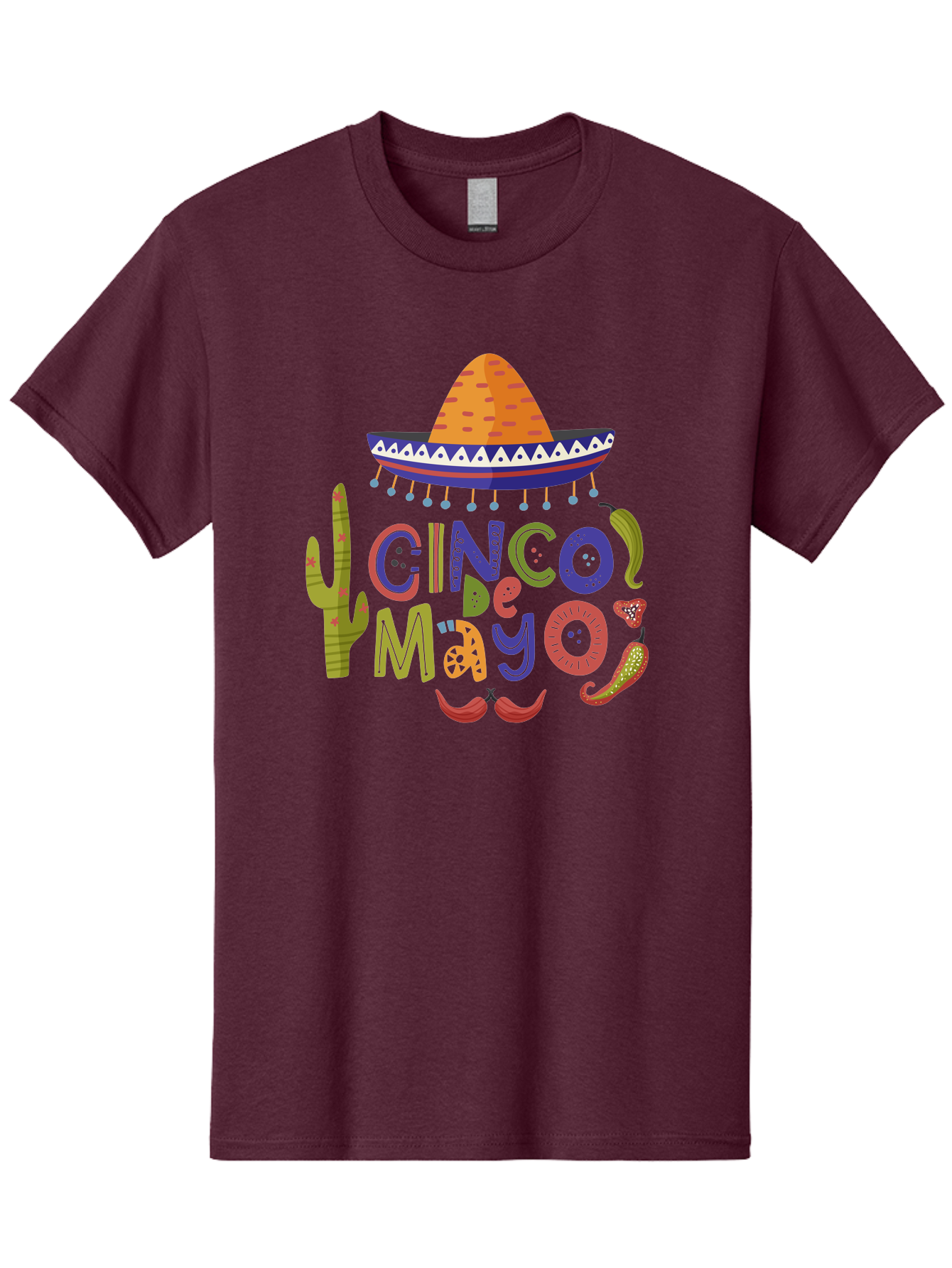 Cinco-De-Mayo-1 Men'S Graphic Tee, 100% Cotton, Comfortable Casual Summer Wear, Machine Washable, Cinco De Mayo, Sombrero, Chili Peppers, Cactus, Festive Design, Vibrant Colors, Mexican Heritage, Cultural Celebration, Fiesta Theme, -  Aaa233