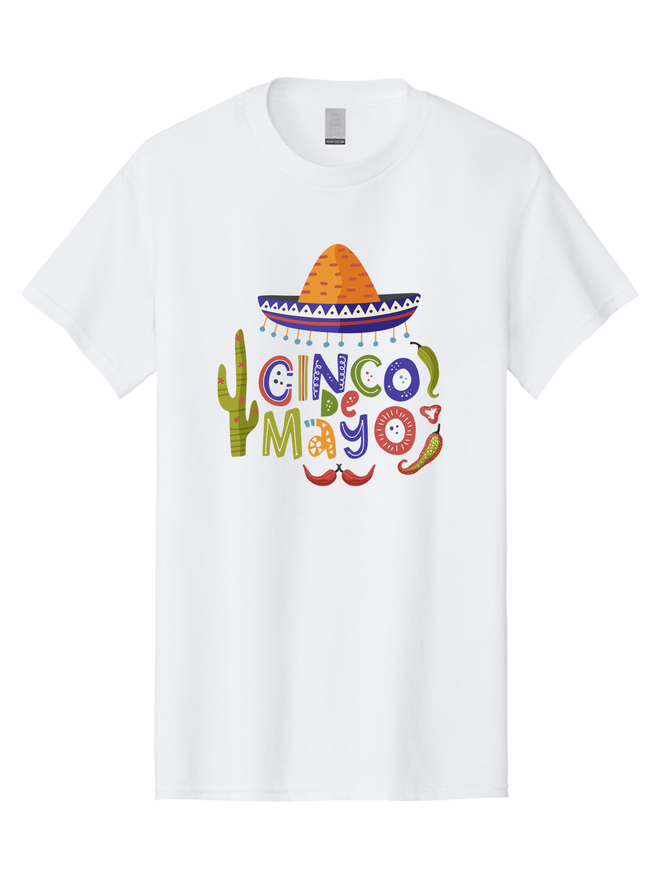 Cinco-De-Mayo-1 Men'S Graphic Tee, 100% Cotton, Comfortable Casual Summer Wear, Machine Washable, Cinco De Mayo, Sombrero, Chili Peppers, Cactus, Festive Design, Vibrant Colors, Mexican Heritage, Cultural Celebration, Fiesta Theme, -  Aaa233