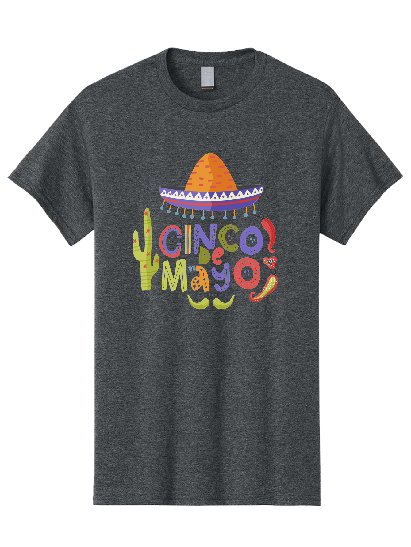 Cinco-De-Mayo-2 Men'S Graphic Tee, 100% Cotton, Comfortable Casual Summer Wear, Machine Washable, Cinco De Mayo, Mexican Holiday, Festive Celebration, Colorful Sombrero, Cactus, Chili Peppers, Vibrant Colors, Fiesta Theme, Party Decoration, -  Aaa234