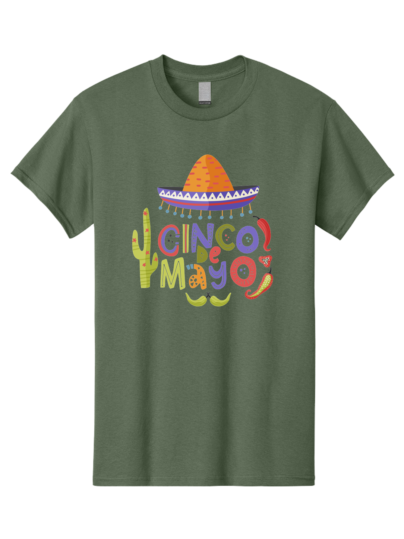 Cinco-De-Mayo-2 Men'S Graphic Tee, 100% Cotton, Comfortable Casual Summer Wear, Machine Washable, Cinco De Mayo, Mexican Holiday, Festive Celebration, Colorful Sombrero, Cactus, Chili Peppers, Vibrant Colors, Fiesta Theme, Party Decoration, -  Aaa234